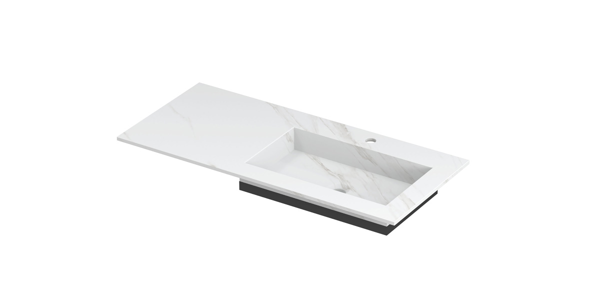 INK Post wast. keramische slab envelop bak R m. 1 krgt. H10xB1000xD450 Calacatta mat / 210190