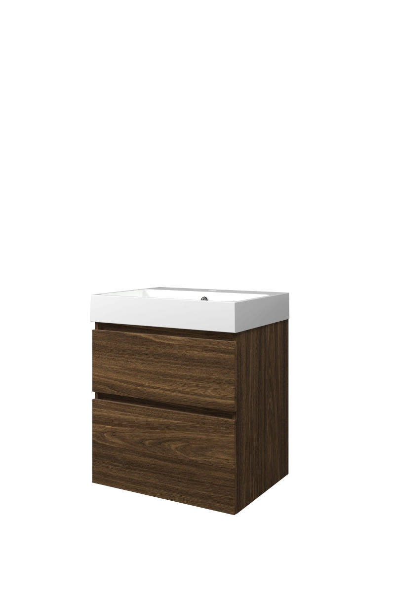 Proline set polystone Loft wast. met 1 krgt. en onderk. a-sym. 1817013 Cabana oak/Glans wit H700xB600xD460