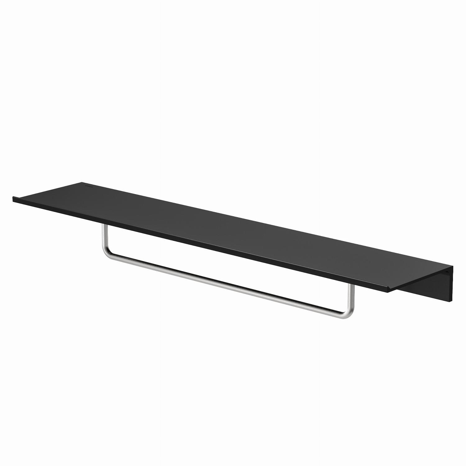 Geesa Leev Planchet 60 cm Zwart met handdoekrek 40 cm Chroom 918207-02-600