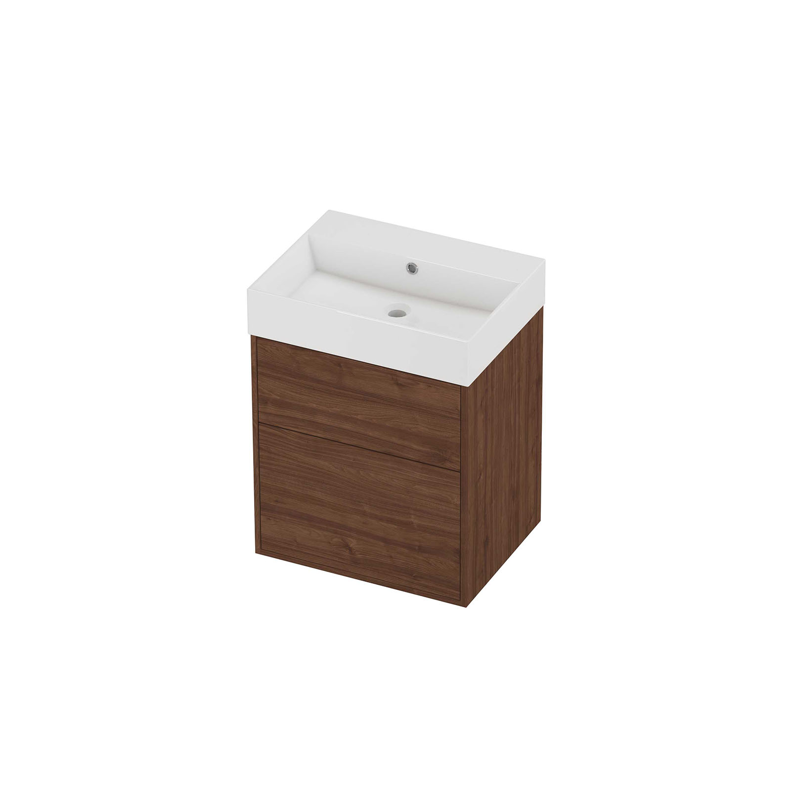 Proline Set porselein Loft wast. z. krgt. en onderk. tbv gr. 2 la a-sym. in kader ZGWH600IW Glans wit/Indian walnut 60x46x78
