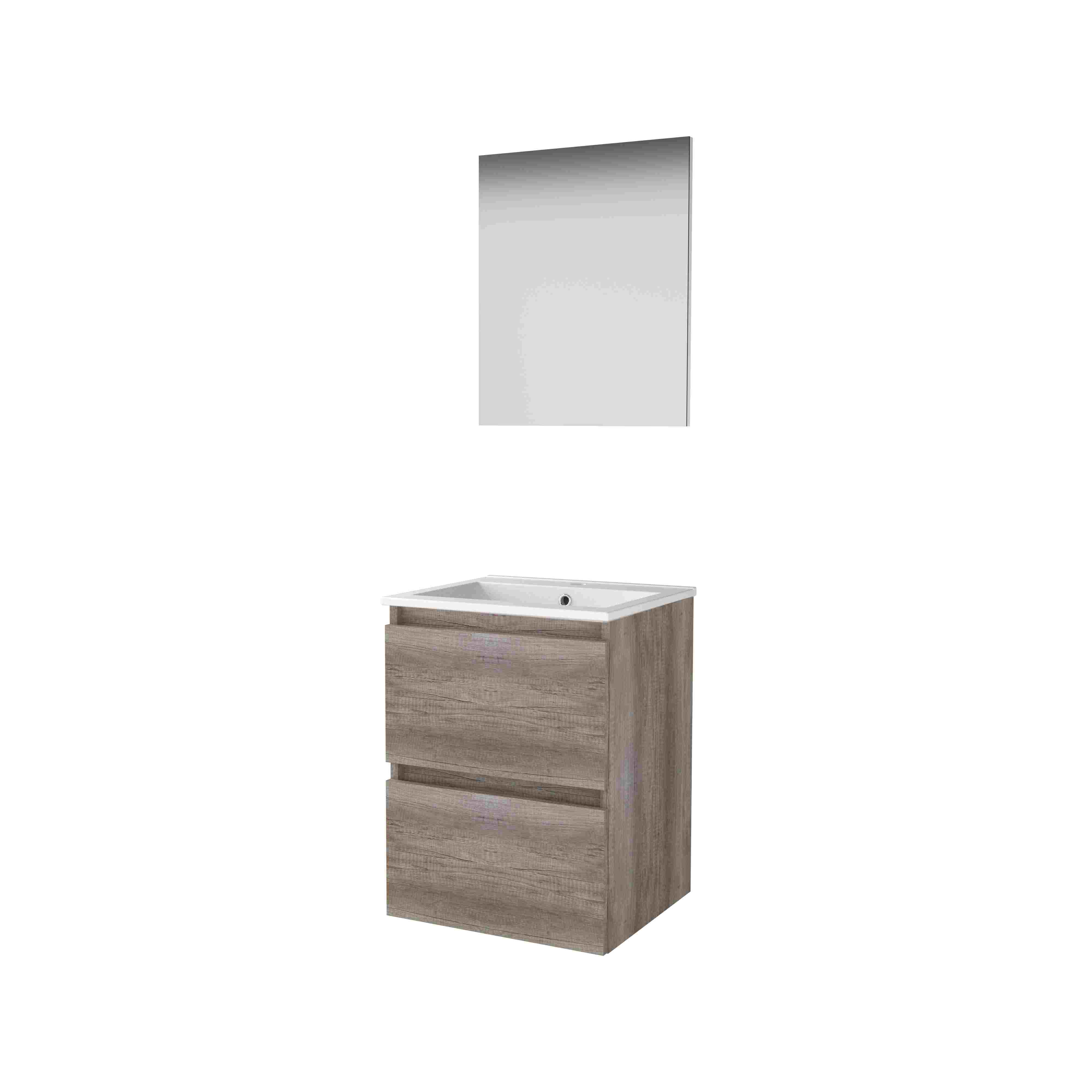 Basic Basic 46 set 50x46cm greepl. 2 la keram. wast. 1 krgt. incl. spiegel B46GL50PSO Scotch Oak