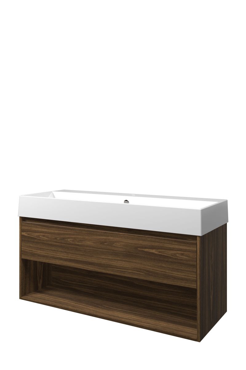 Proline set porselein Loft wast. met 1 krgt. en onderk. met schap ZGWA1201CA Cabana oak/Glans wit H620xB1200xD460
