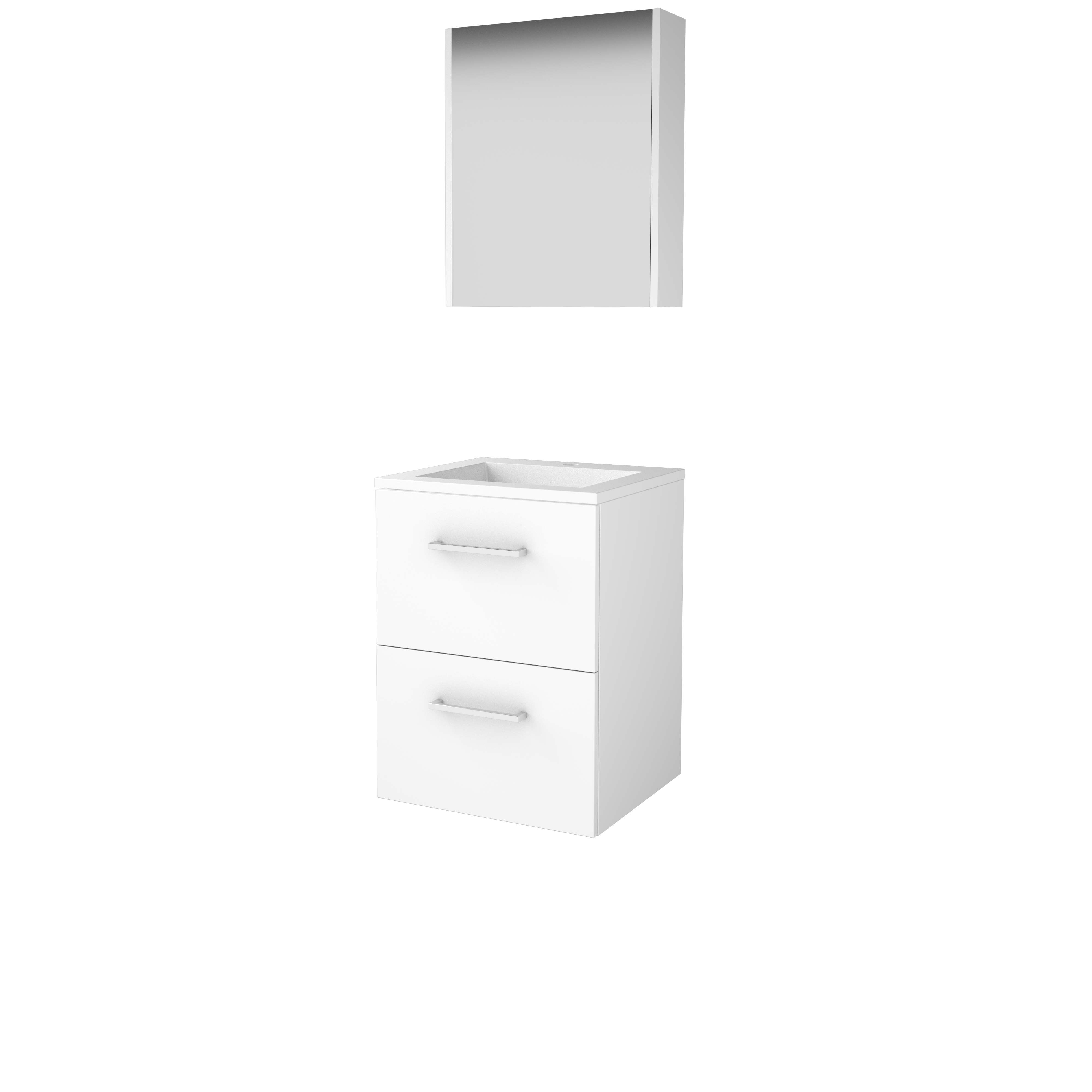 Basic Comfort 46 set 50x46cm met gr. 2 la Acryl wast. 1 krgt. incl. kast C46GR50A1IW Ice White