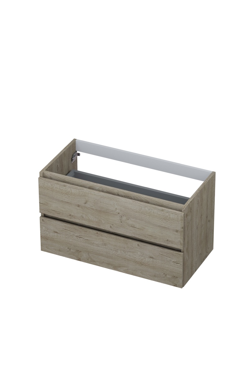 INK onderk. 2 laden greepl. met houten keerlijst 1257139 Greige eiken H520xB900xD450