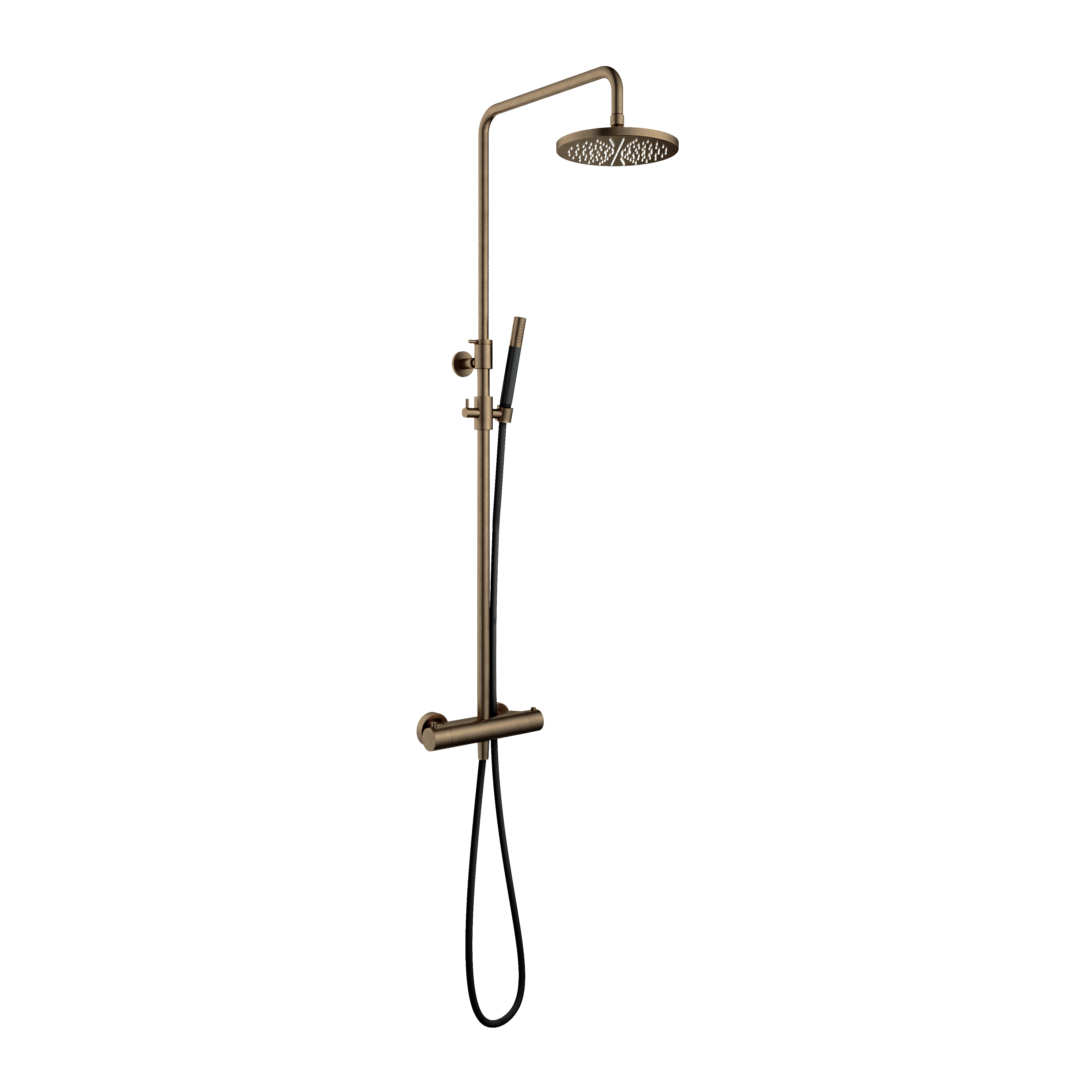 Hotbath Cobber thermostatische stortdoucheset ronde handd. 25cm hoofdd. SDS9AB14 Verouderd messing
