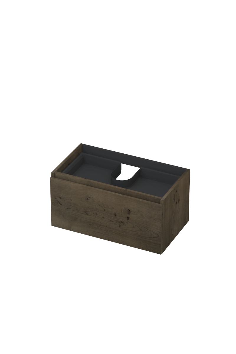 INK Fineer onderkast 1L m. binnenla gr.loos houten keerlijst fineer 1221324 Charcoal H400xB800xD450