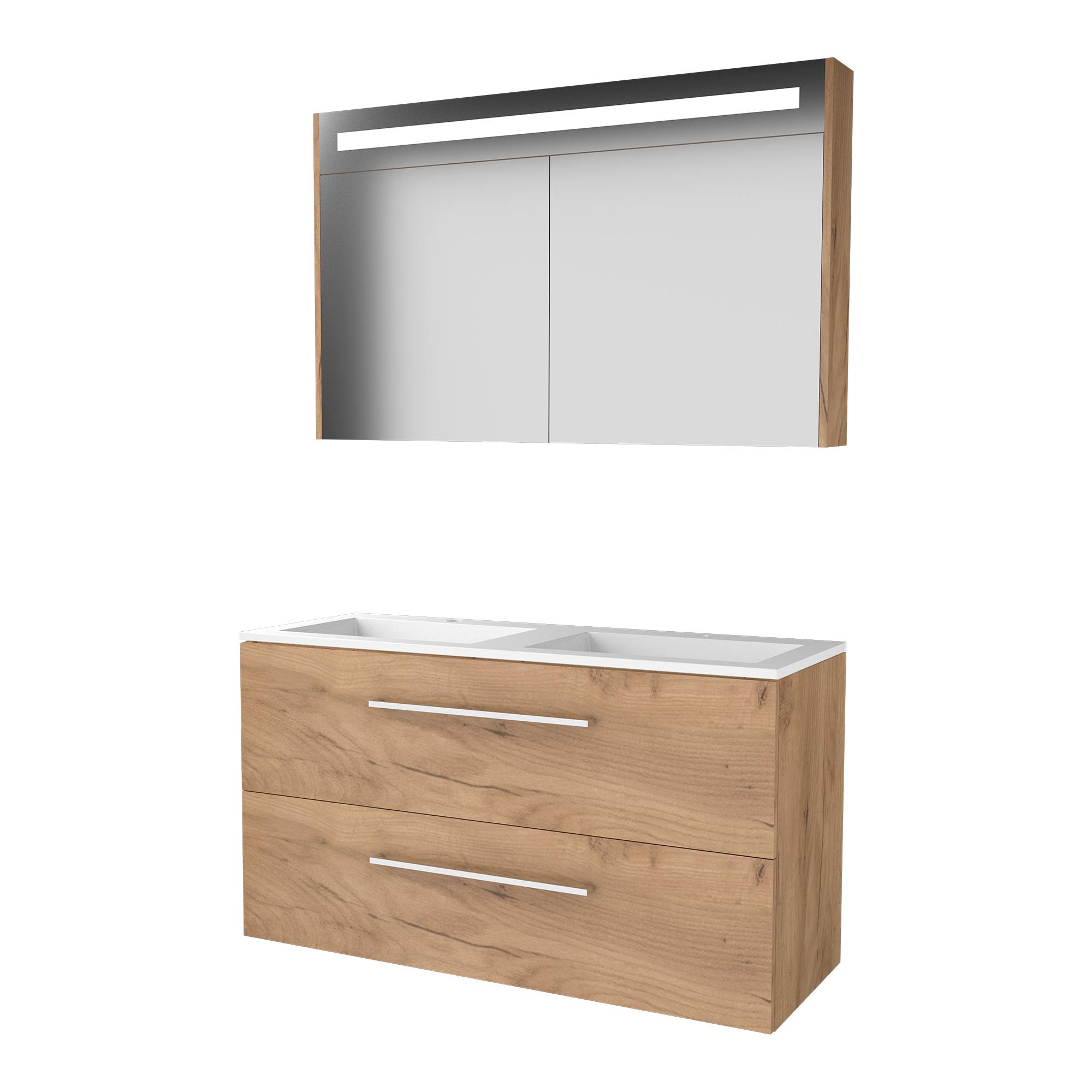 Basic Premium 46 set 120x46cm met gr. 2 la Acryl wast. 2 krgt incl. kast m. verl. P46GR1202A2WO Whisky Oak