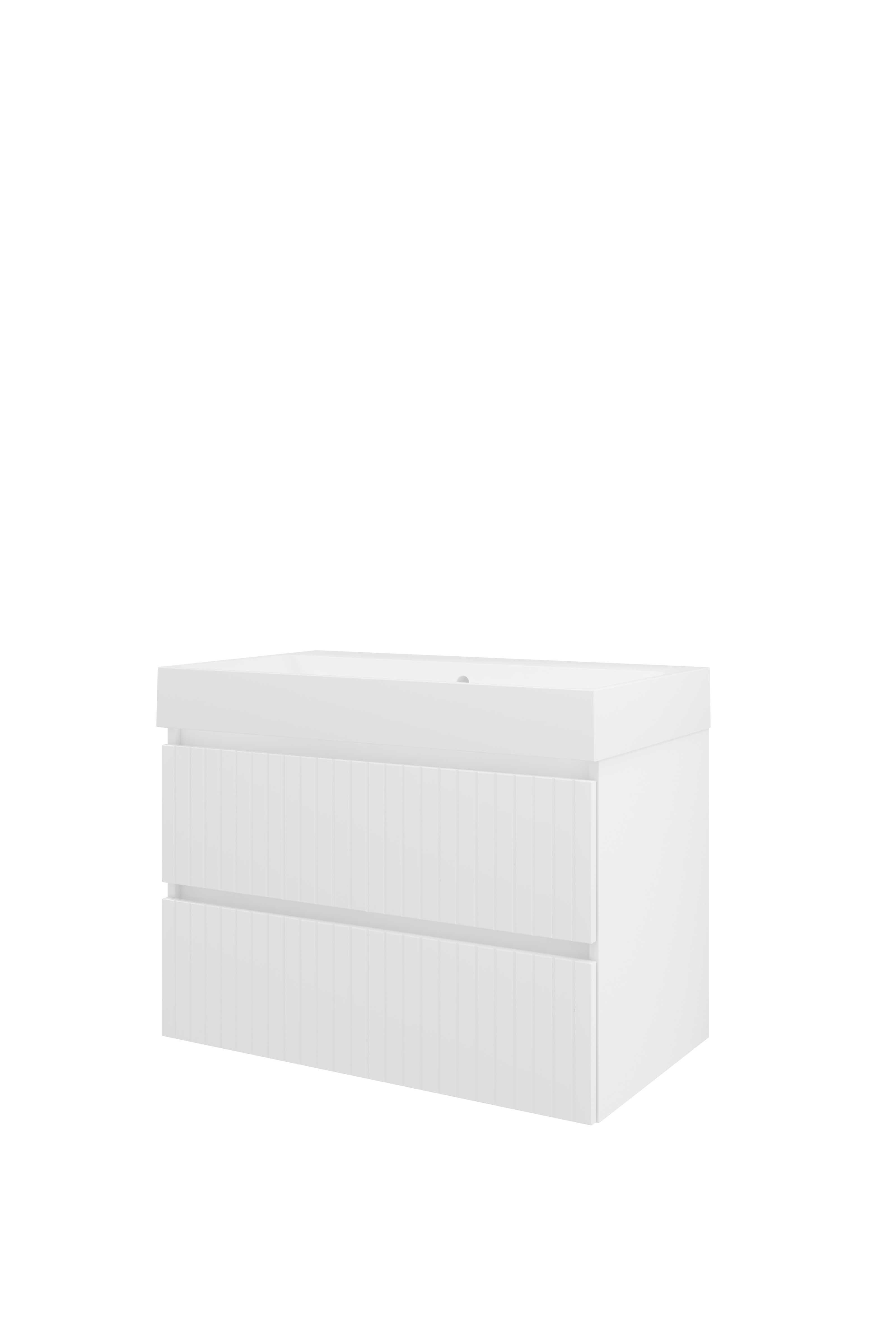 Proline Set polystone Loft wast. z. krgt. en onderkast sym. gefr. PMWD800GW Glans wit/Mat wit 800x460x620