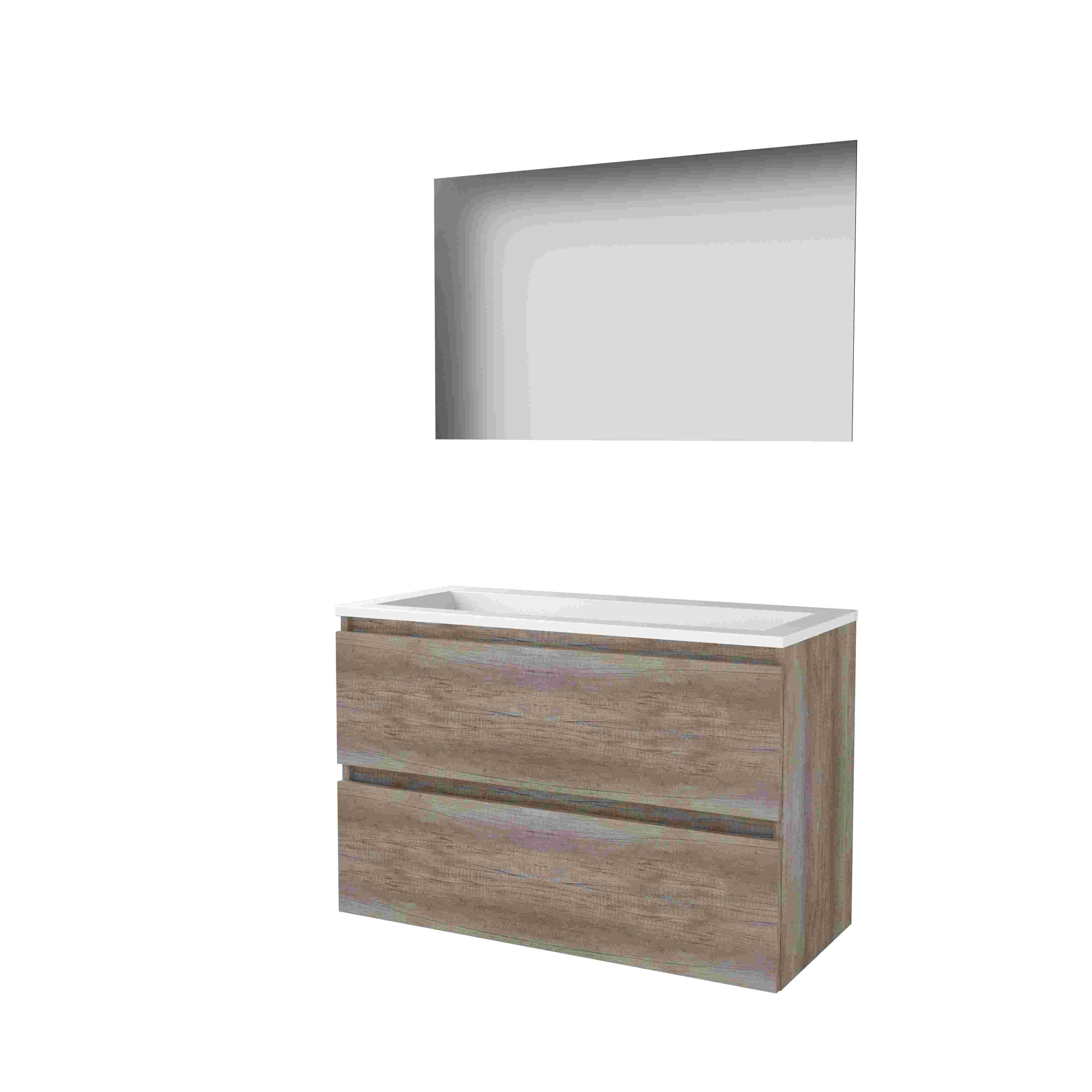 Basic Ultimate 46 onderk. GL incl. 2 la + Acryl wast. z. krgt. incl. spg. m. LED ind. o+b B1000xD460 Scotch Oak / 1813842