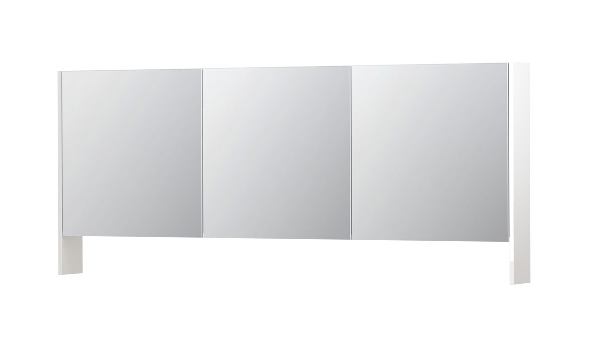 INK SPK3 spiegelkast m. dubbel gesp. 3 deuren icm open planchet en stop/schak. 1110406 Hoogglans wit H740xB1800xD140