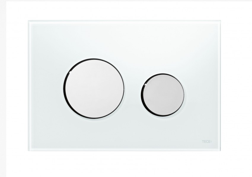 TECEloop wc-bedieningsplaat van glas 9240660  -  Zuiver wit toetsen glans chroom