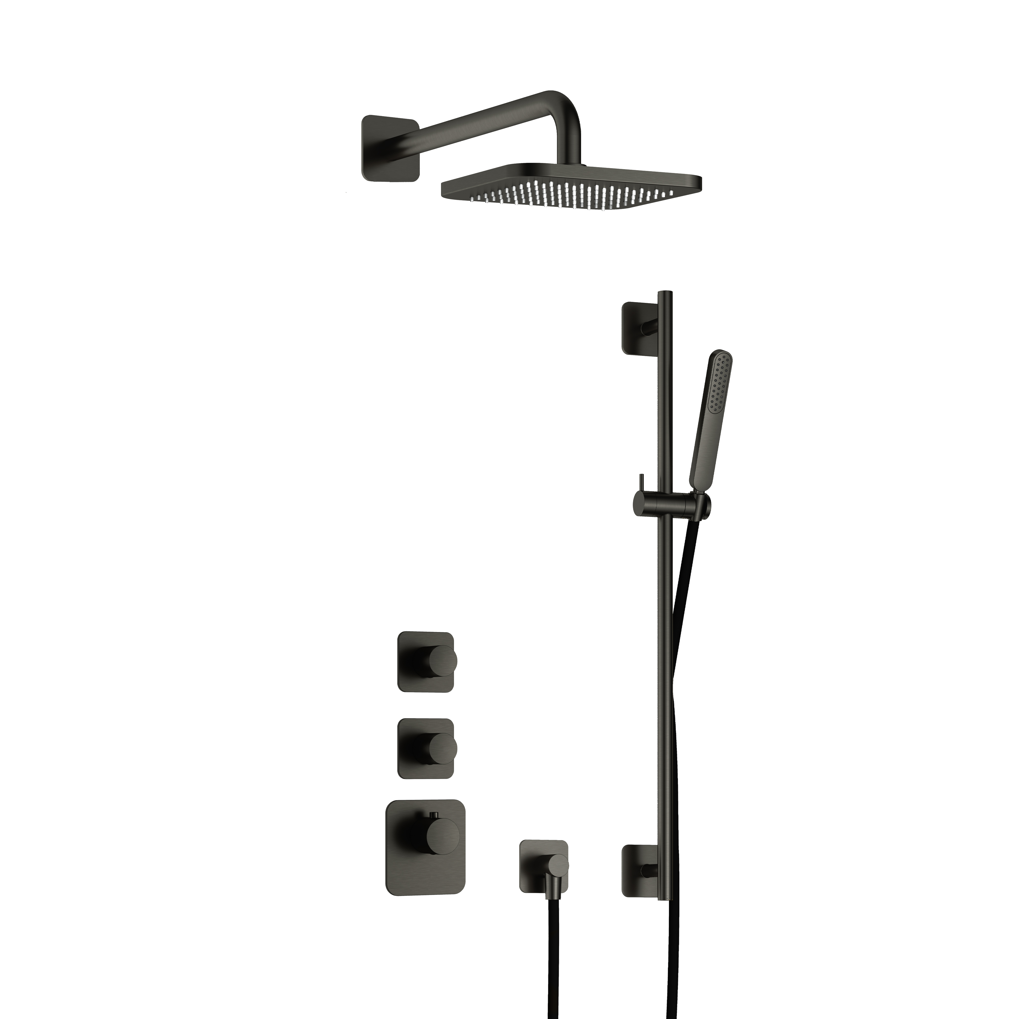 Hotbath Gal Highflow inbouwset m. 2 stopkr. m. glijst. IBS40BGP7 Geborsteld Gunmetal PVD