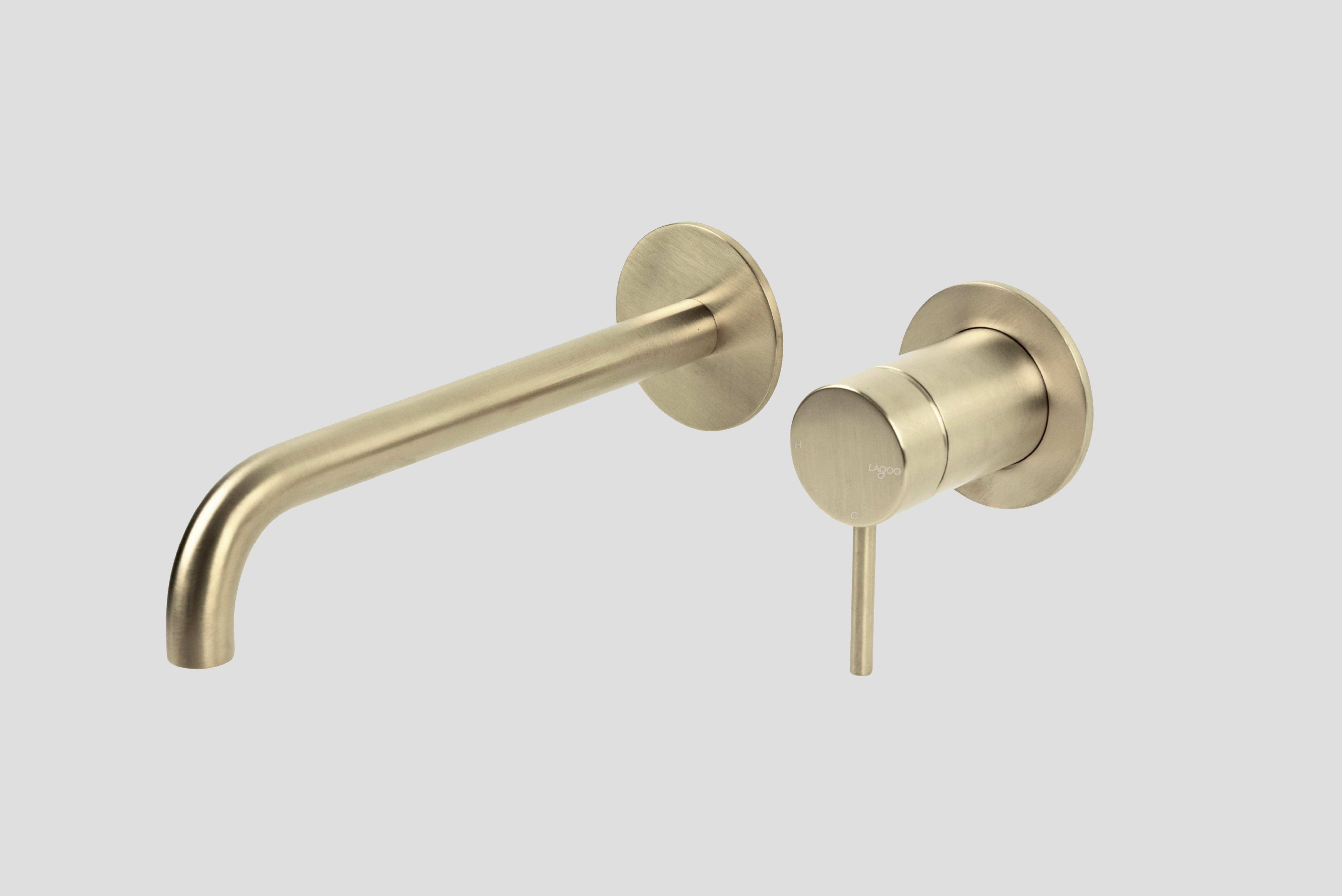 Lagoo Garda Inbouw wastafelmengkraan afbouwdeel m. uitloop 22 cm G1200-22PG Brushed Champagne PVD