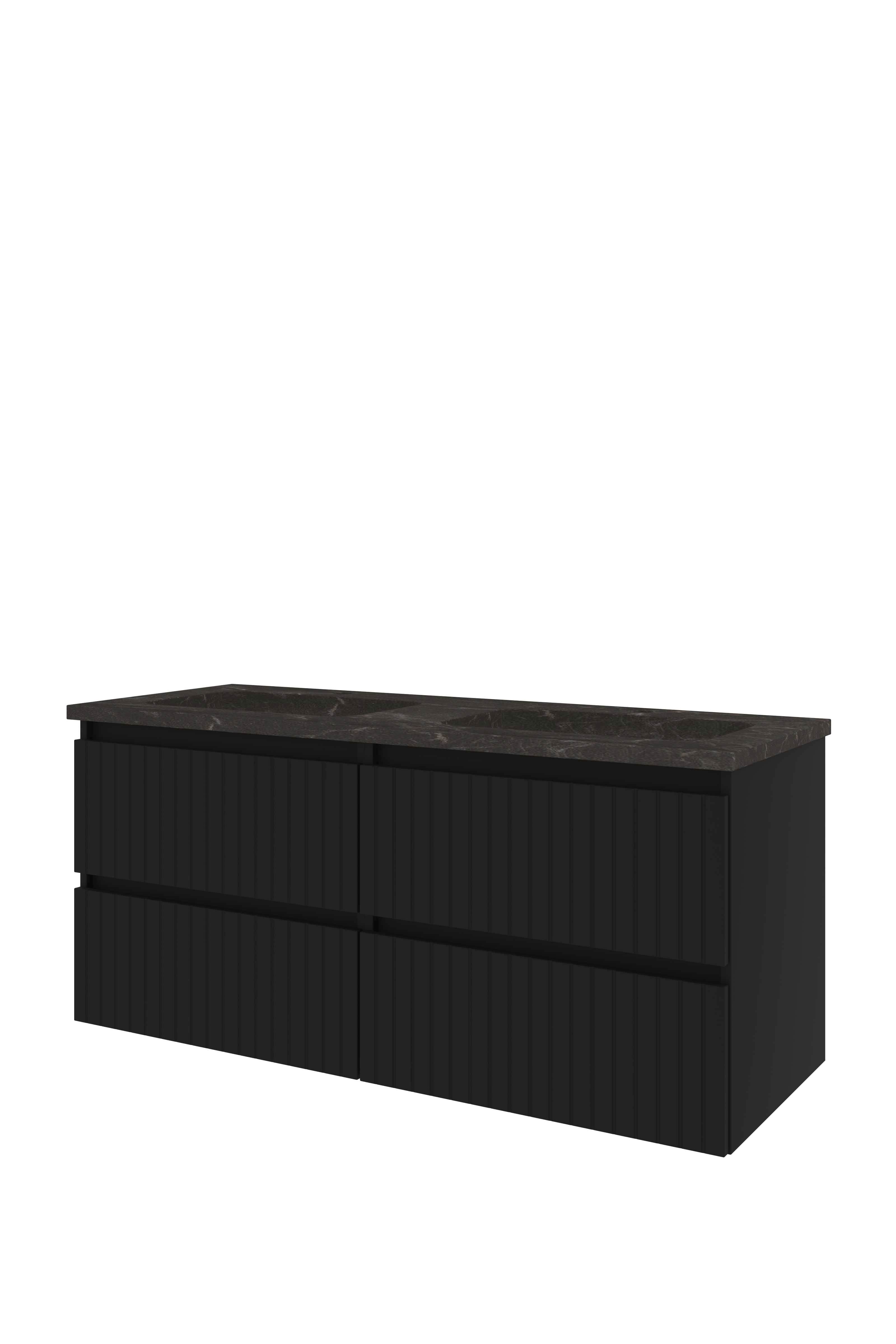Proline Set hardsteen Elegant wast. z. krgt. en onderkast 4 laden sym. gefr. 1818346 Mat zwart/Blue stone 1200x460x545