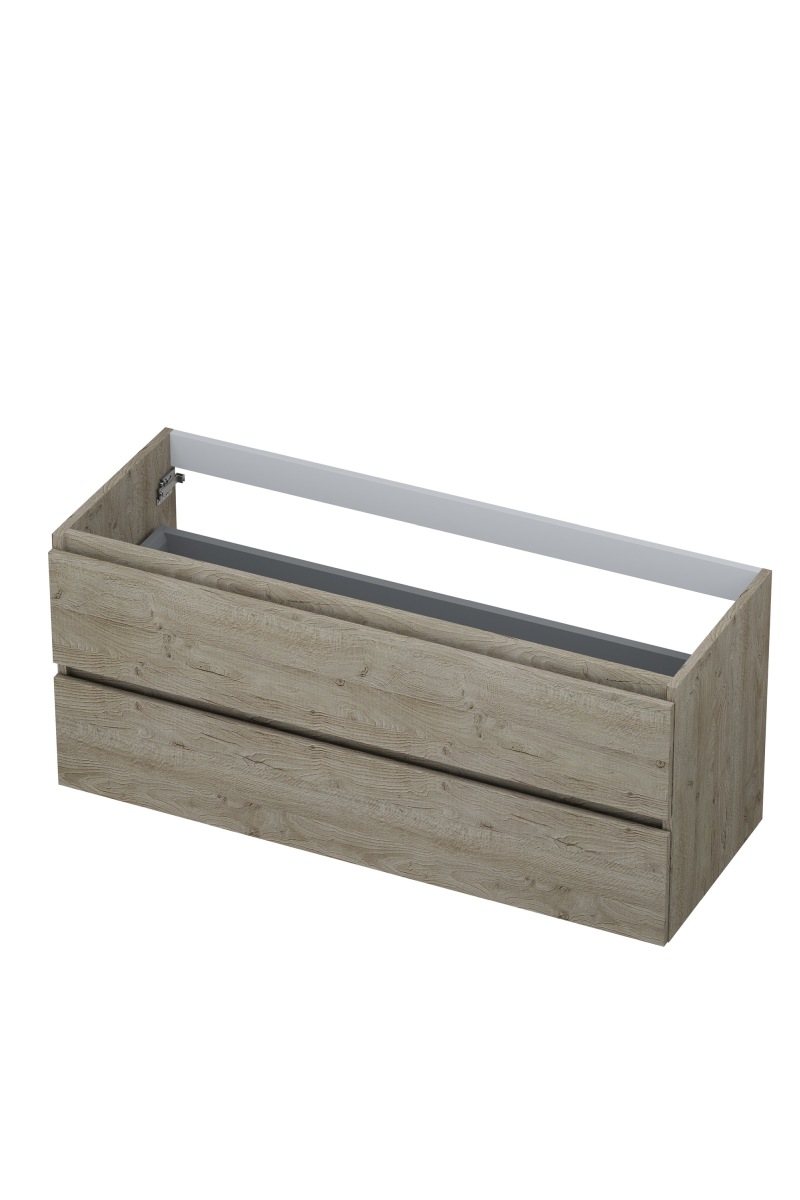 INK onderk. 2 laden greepl. met houten keerlijst 1257159 Greige eiken H520xB1200xD450