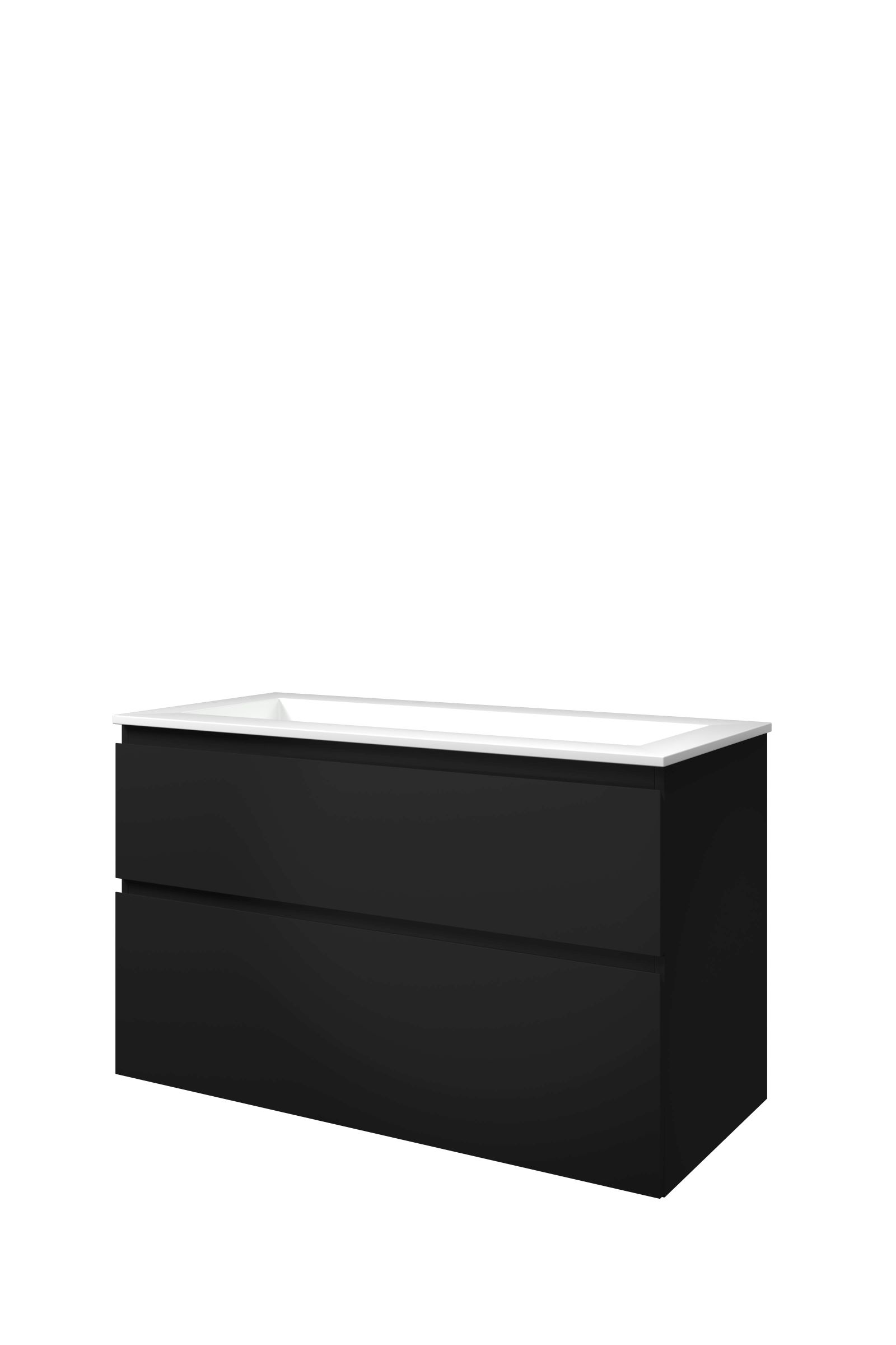 Proline set polystone Elegant wast. z. krgt. en onderk. a-sym. 1816406 Mat zwart/Glans wit H620xB1000xD460