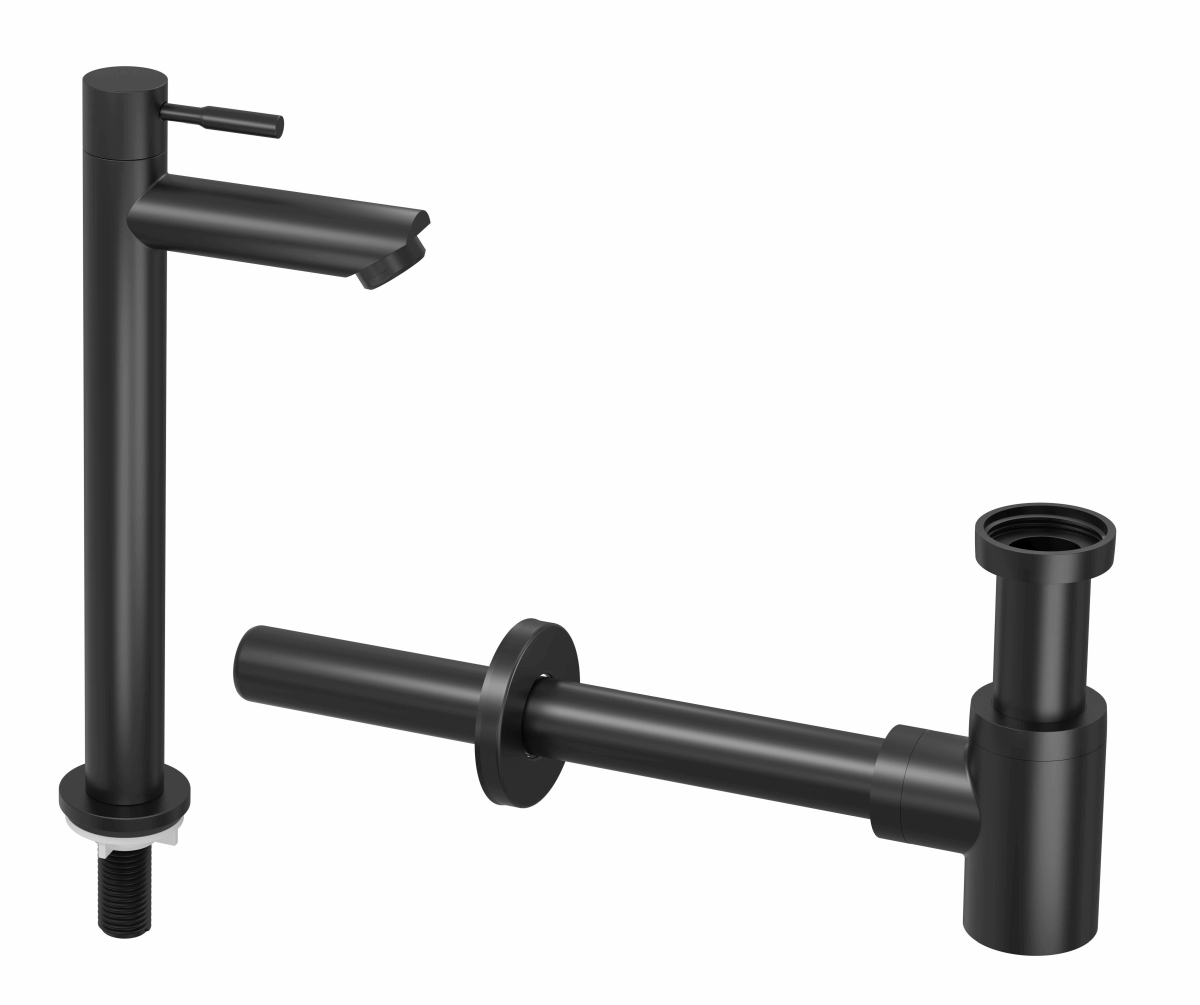 INK set 2B fonteinkraan staand hoog en design sifon 9902441 m. zwart