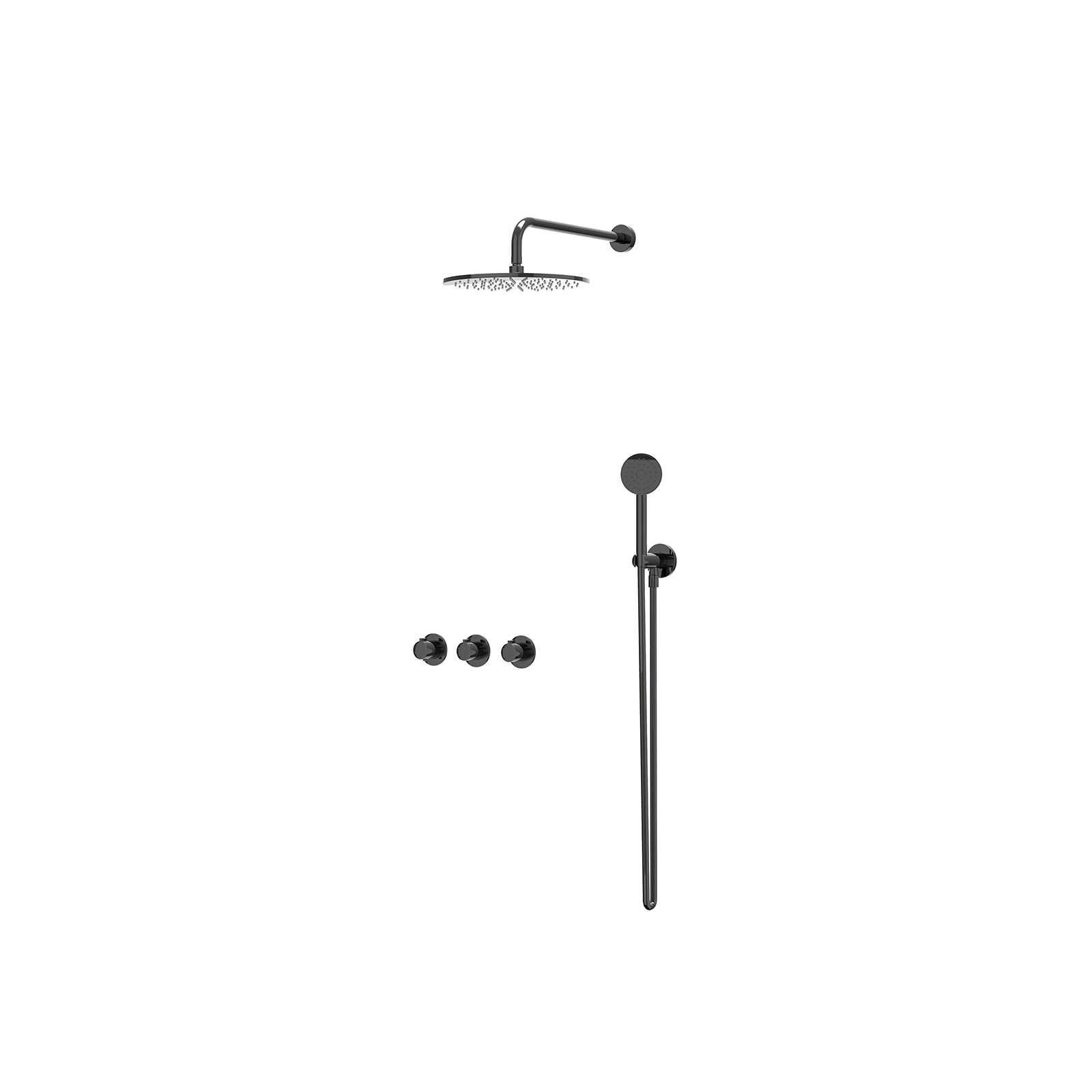 IVY Pact Inbouwset 2 stopkr.  w-arm 30cm me houder  en satin sp. CSP4ZCCFAA Zwart chroom PVD