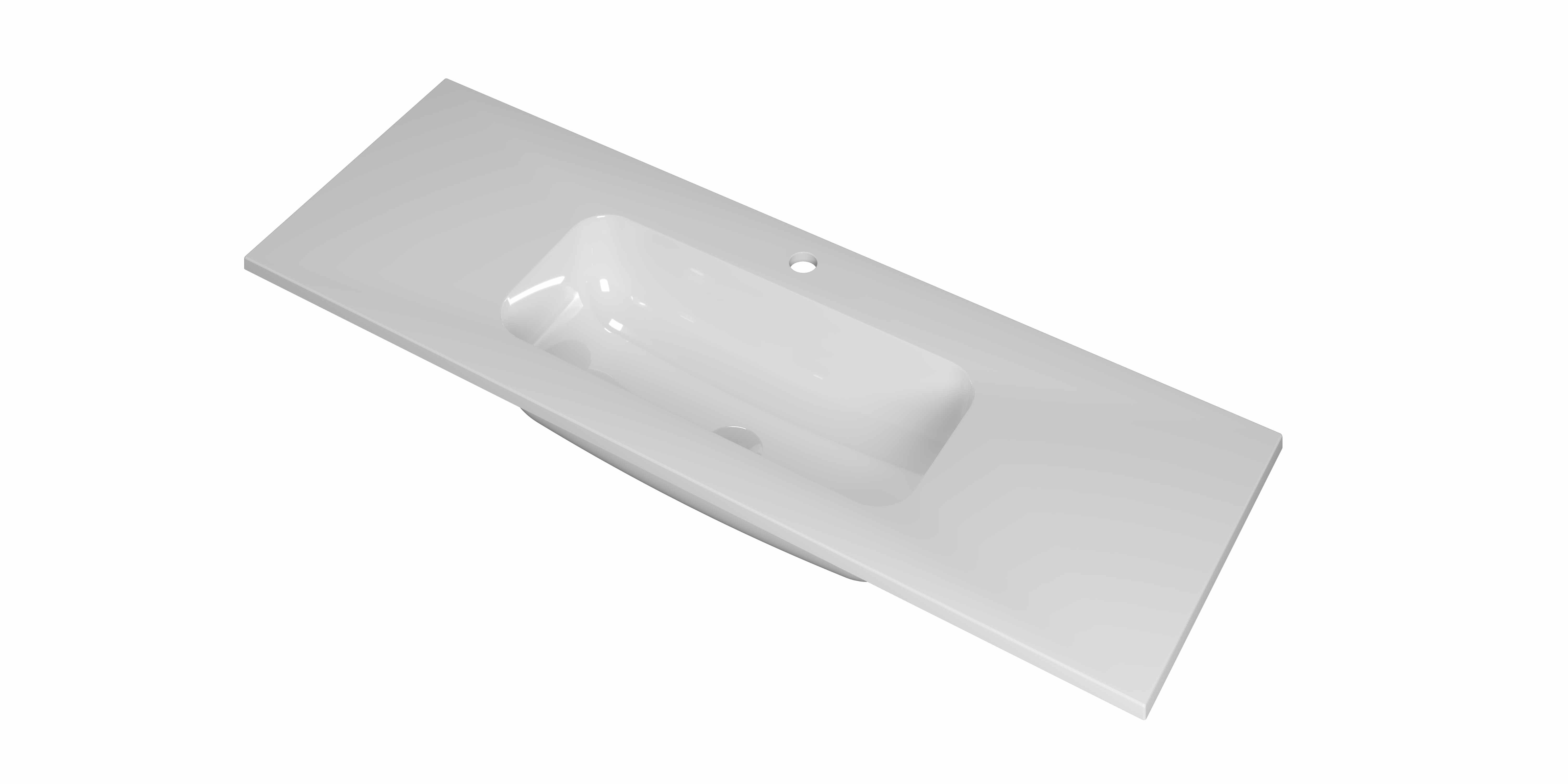 INK Reflekt wast. polystone midden met 1 krgt. 3407651 Glans wit 1200x400x15