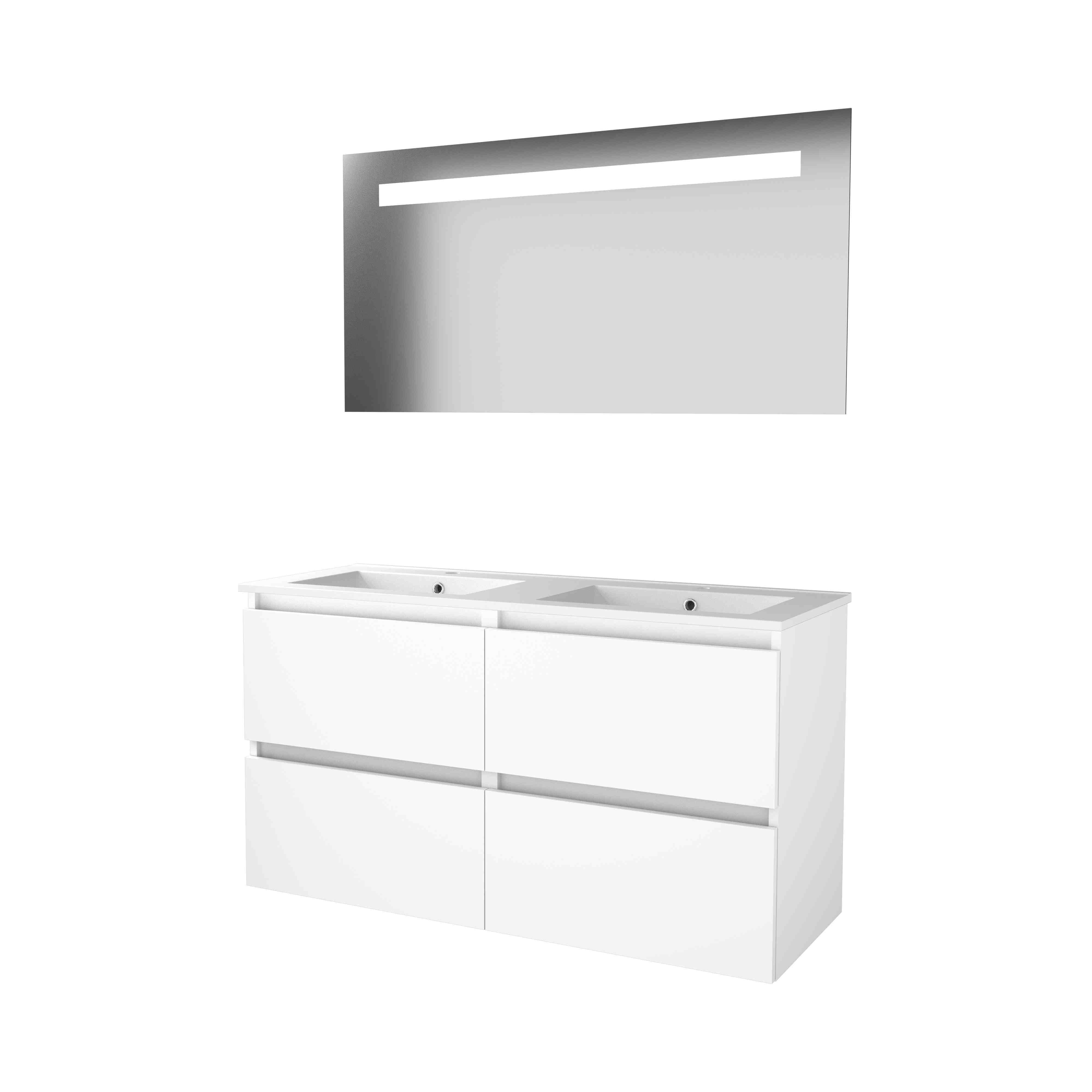 Basic Economic 46 set 120x46cm greepl. 4 la keram. wast. 2 krgt incl. spiegel m. verl. E46GL120PIW Ice White