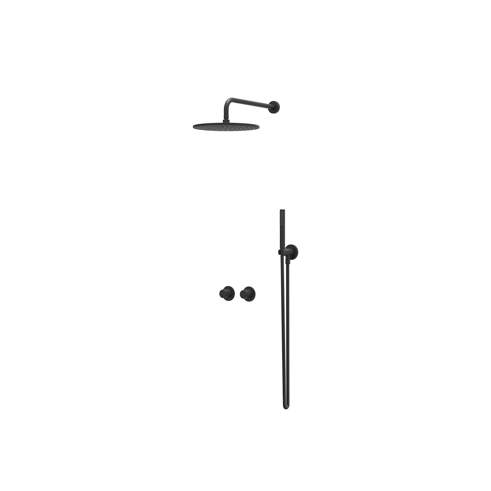 IVY Nexus set 2-weg st.omst. 40cm w.arm R30cm houder m. uitl. slang 150cm + staaf CSN3EXMZAFAA Mat zwart PED