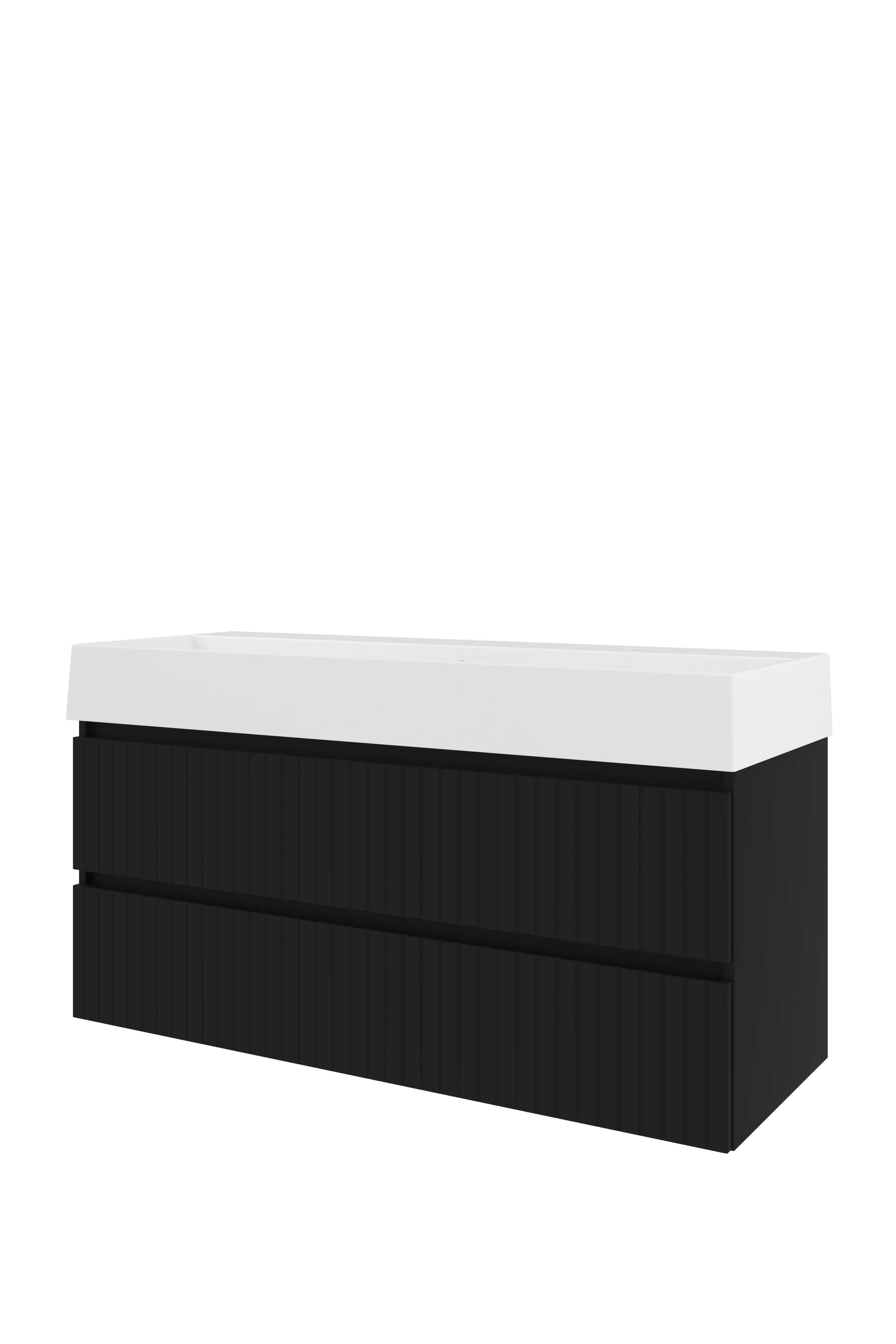 Proline Set porselein Loft wast. met 2 kr.gaten en onderkast sym. gefr. ZGWD1202MZ Mat zwart/Glans wit 1200x460x650