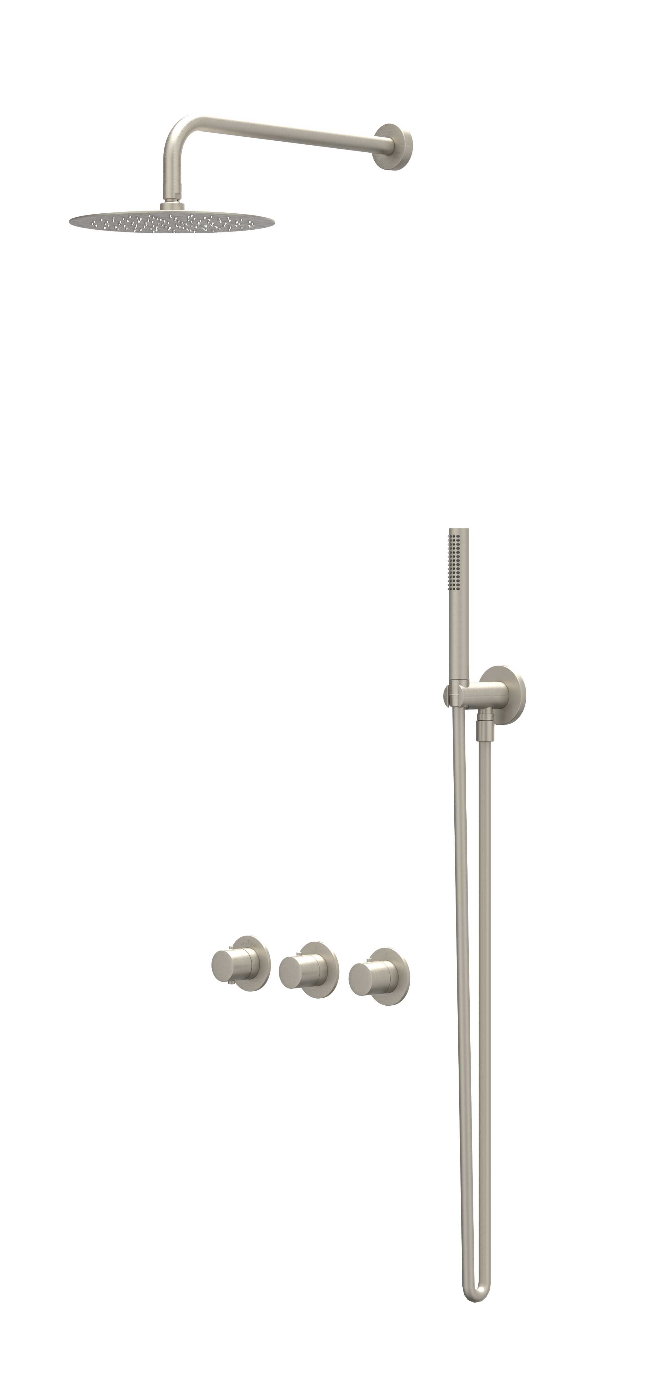 IVY Bond Inbouwset 2 stopkr.  w-arm 30cm me houder  en 3-st handd CSB4GNBFAA gebr. nickel PVD