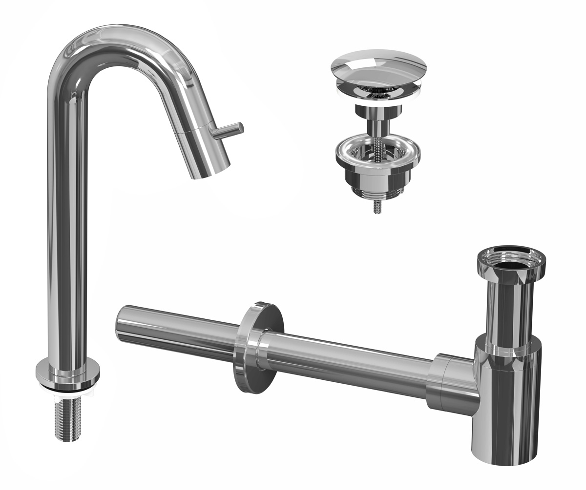 INK Combi 5A fonteinkraan staand gebogen hoog m. open plug Chroom / 9902480