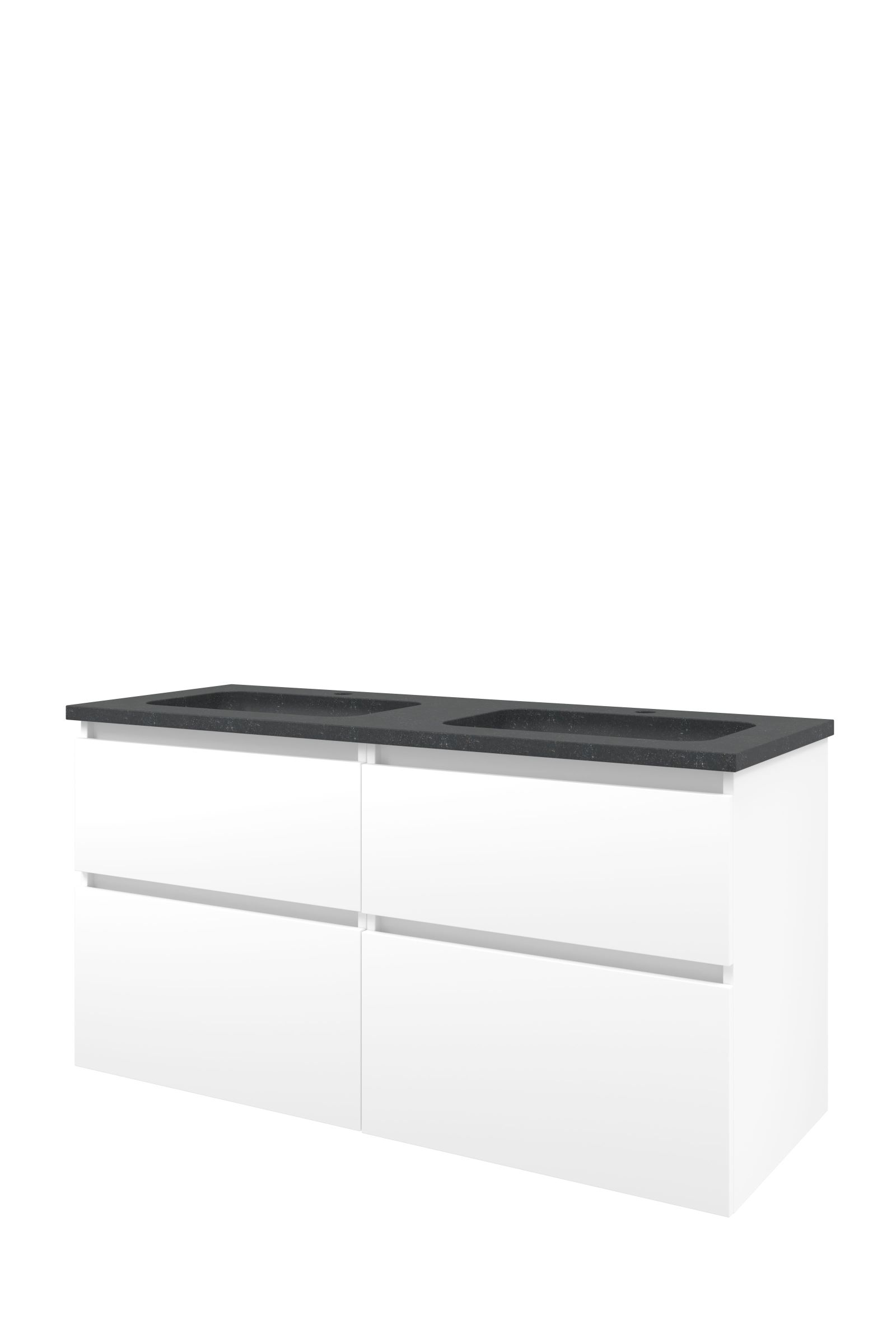 Proline set hardsteen Elegant wast. z. krgt. en onderk. 4 laden a-sym. RBSC2x600MW Mat wit/Blue stone H625xB1200xD460