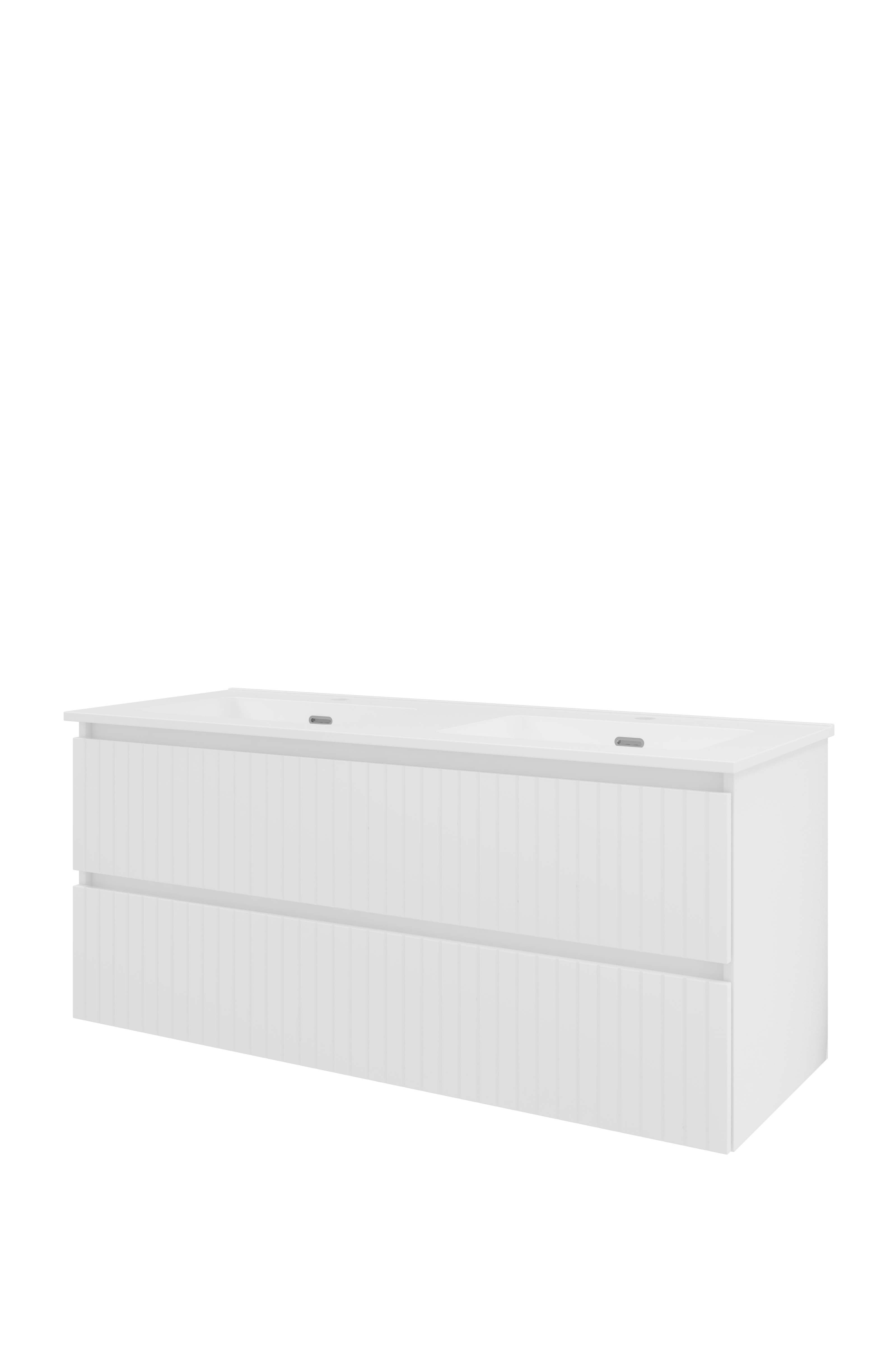 Proline Set porselein Elegant wast. dubbel met 2 kr.gaten en onderkast sym. gefr. TGWD120D2GW Glans wit/Glans wit 1200x460x540