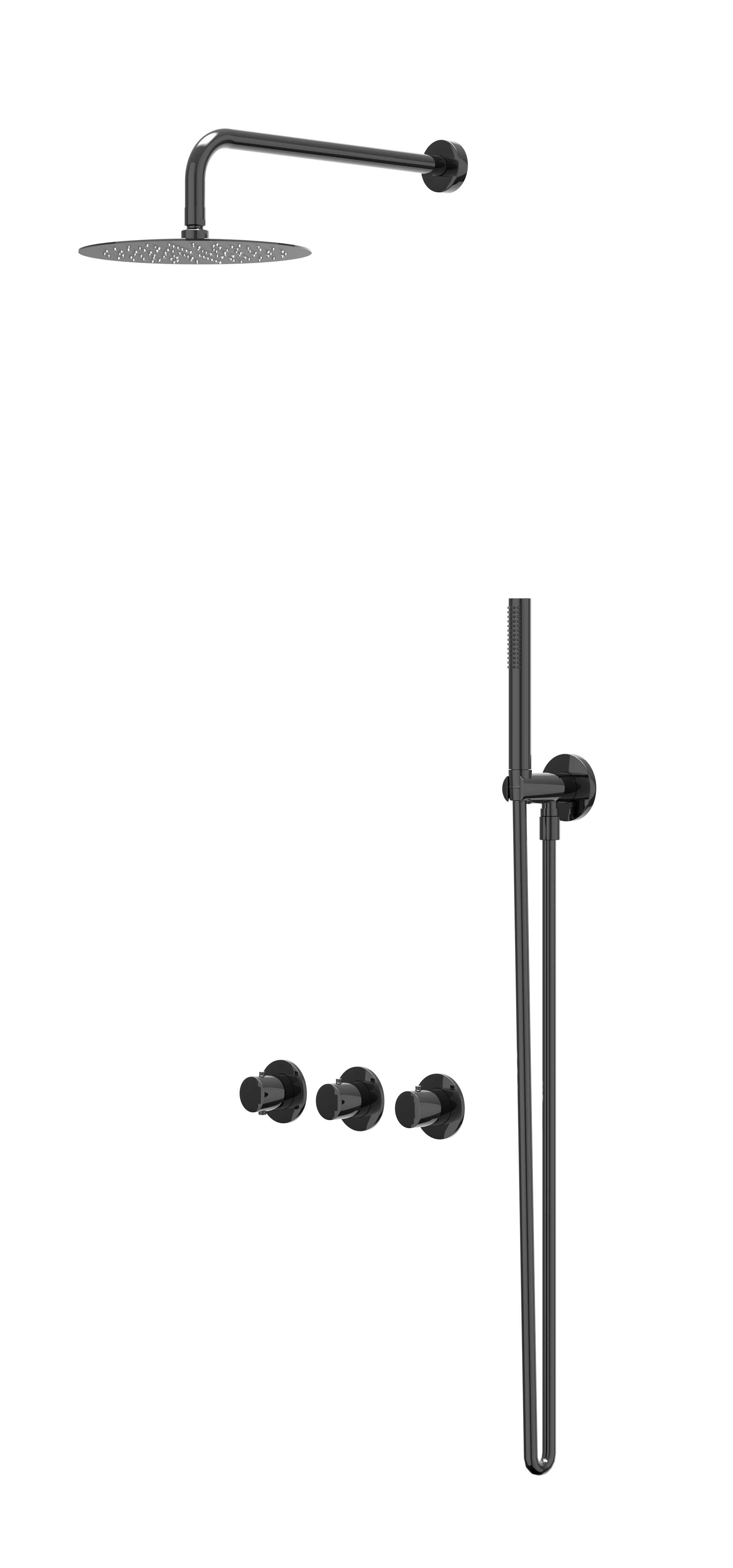 IVY Bond Inbouwset 2 stopkr.  plaf-30 30cm me glijst.  en satin sp. CSB4ZCCFCB Zwart chroom PVD