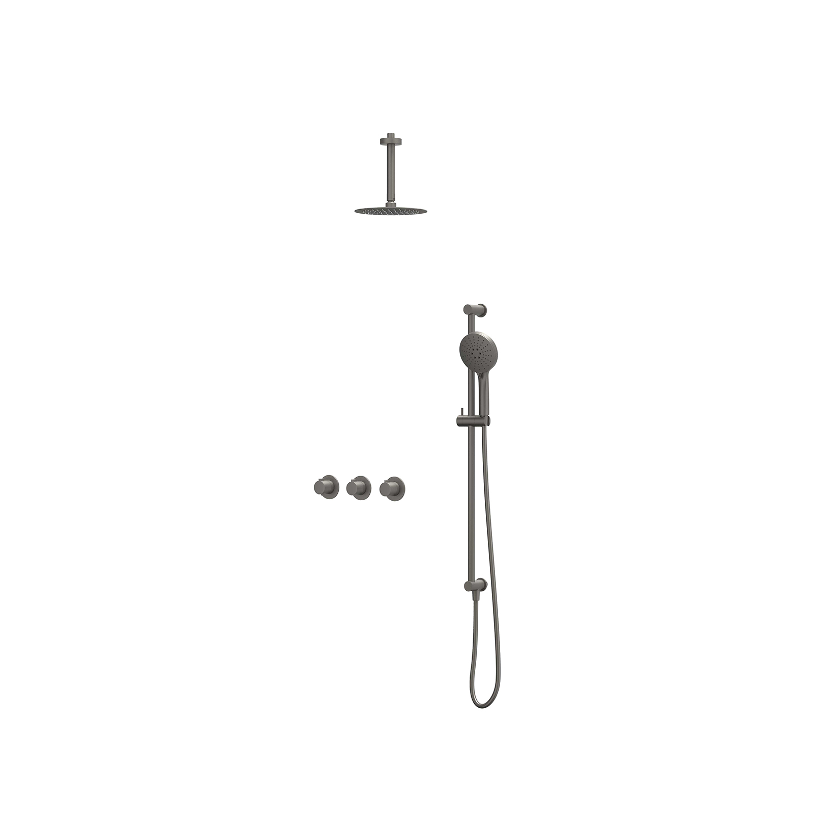 IVY Pact Inbouwset 2 stopkr.  plaf-15 20cm sl glijst.  en 3-st handd CSP4GMBABB gebr. metal black PVD