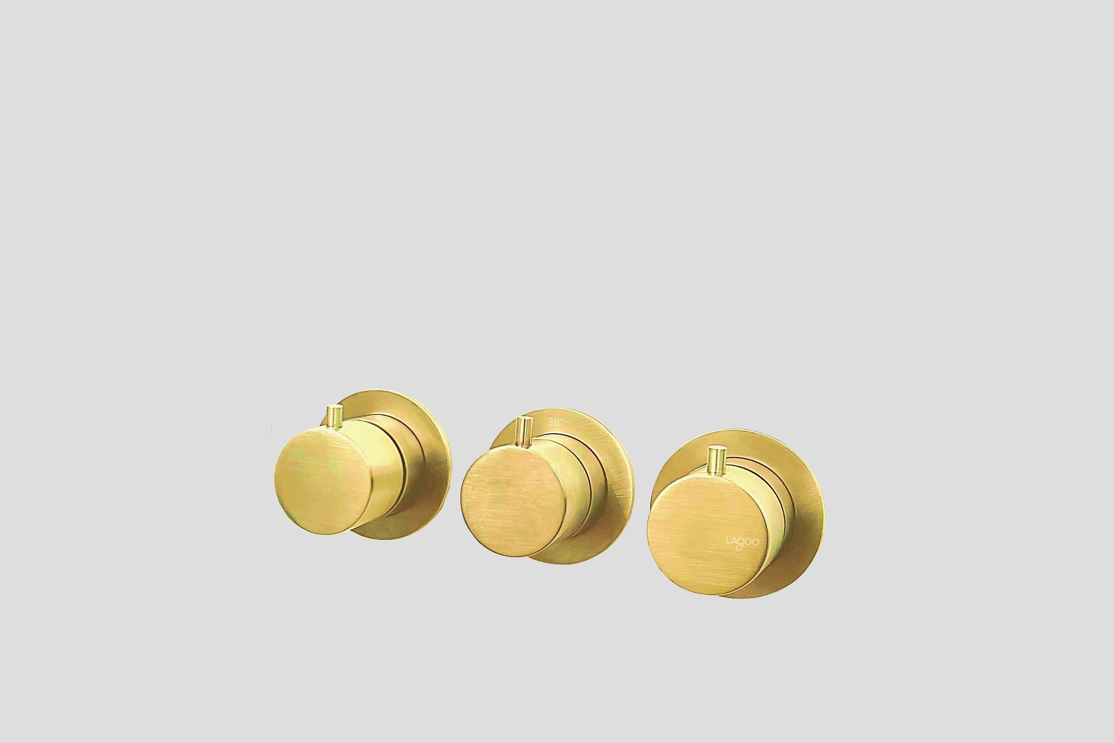 Lagoo Garda Inbouw douche thermostaat Tripple7 met 2-weg omstel G2271BB Brushed Brass PVD