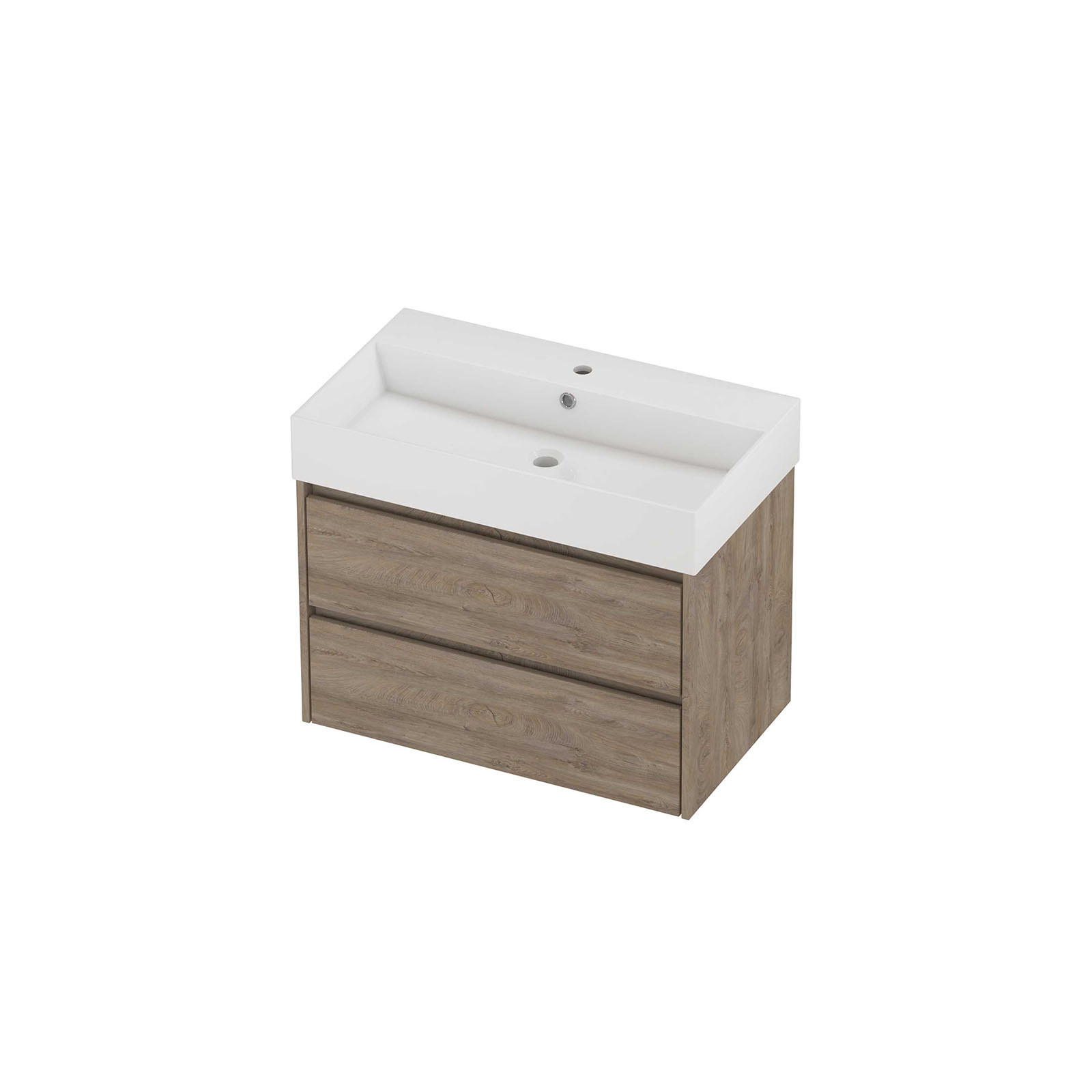 Proline set porselein Loft wast. met 1 krgt. en onderk. sym. ZGWB801RO Raw oak/Glans wit H620xB800xD460