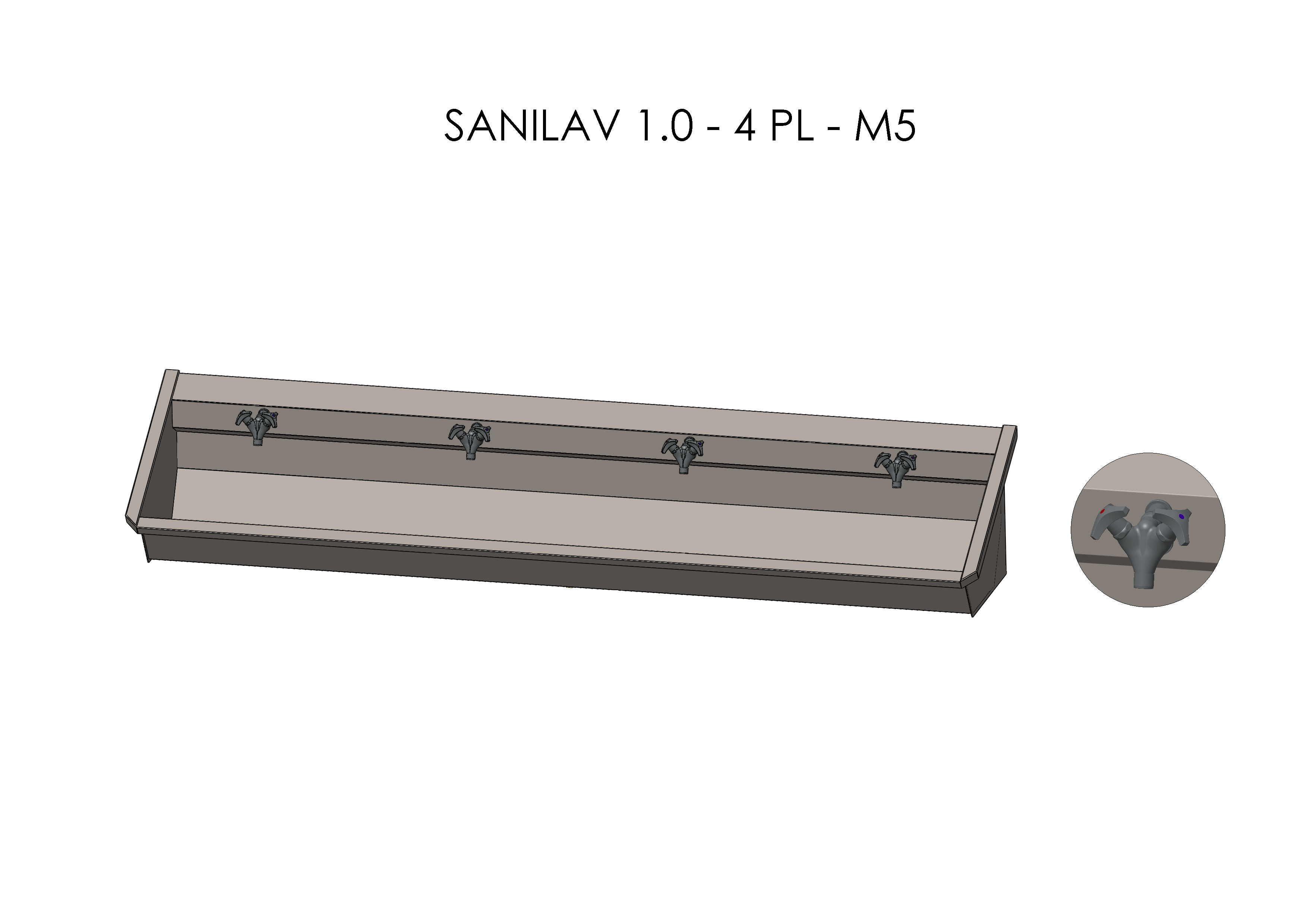 Intersan Sanilav muurwastrog rvs 4p 240 2gr.mngkr SANILAV 1.0-4-M5