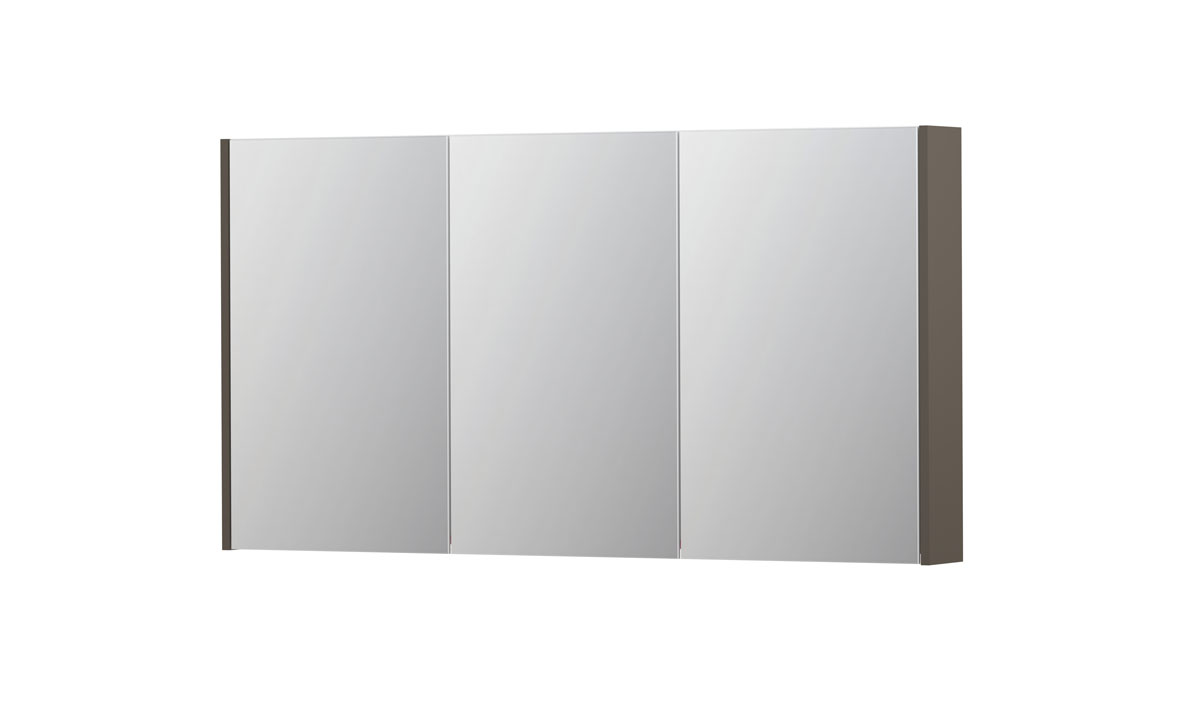 INK SPK2 spiegelkast m. 3 dubbelzijdige spiegeldeuren en stop/schak. 1105454 mat taupe H730xB1400xD140