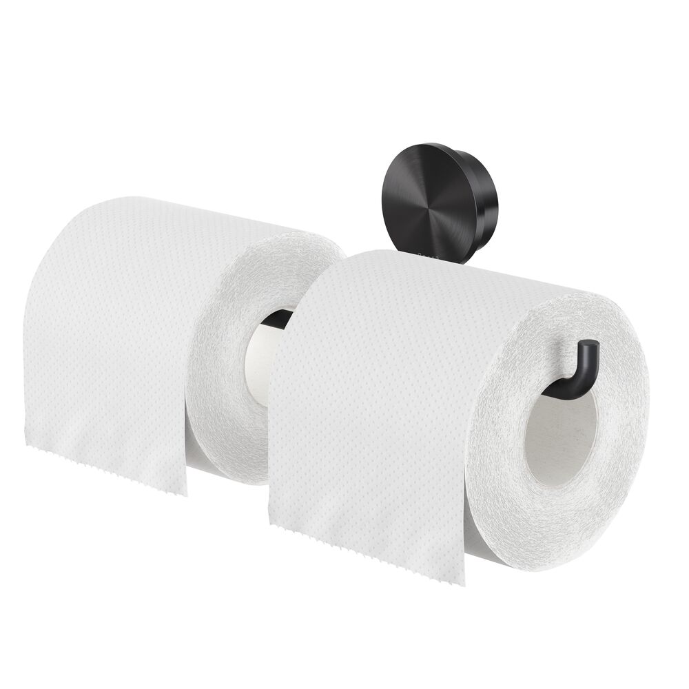 Geesa Opal toiletrolhouder dubbel 917218-09 geborsteld zwart metaal