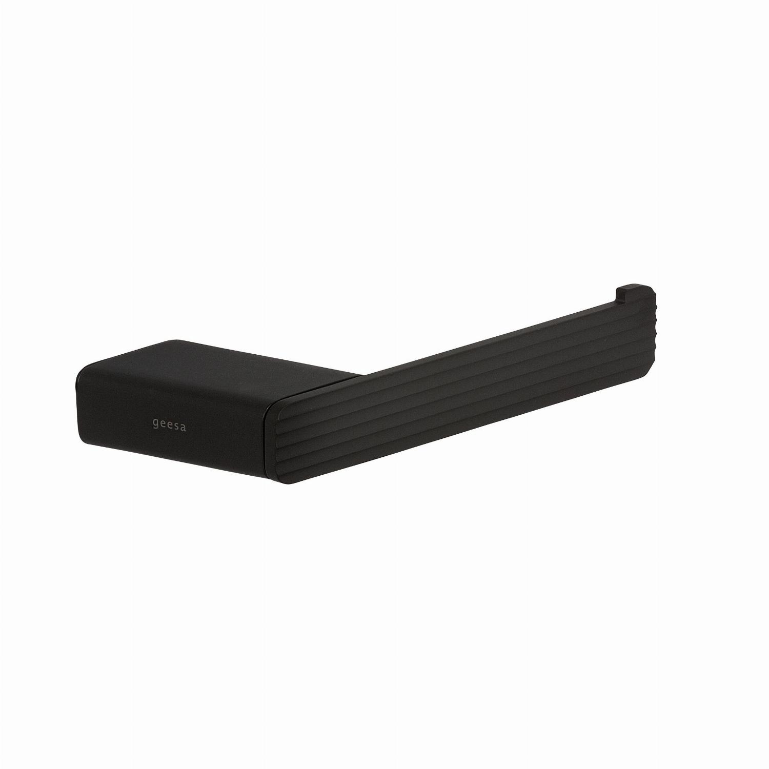 Geesa Shift toiletrolhouder zonder klep met horizontaal strepenpatroon (rechts) 919909-06-R-93 zwart