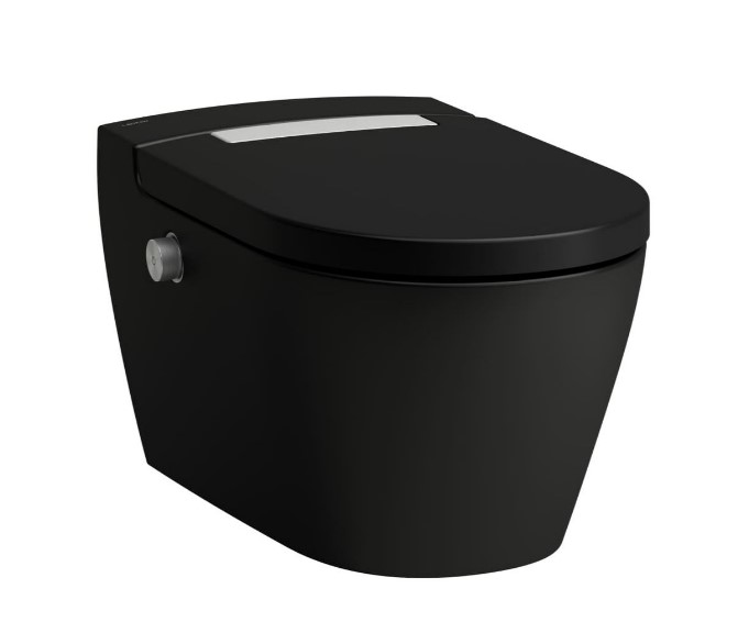 Laufen Cleanet Auria Douche-wc flush 2.0 rim. zitting incl. Wi-Fi UV fohn en verlichting H8208427160001 mat zwart - Inox geborsteld