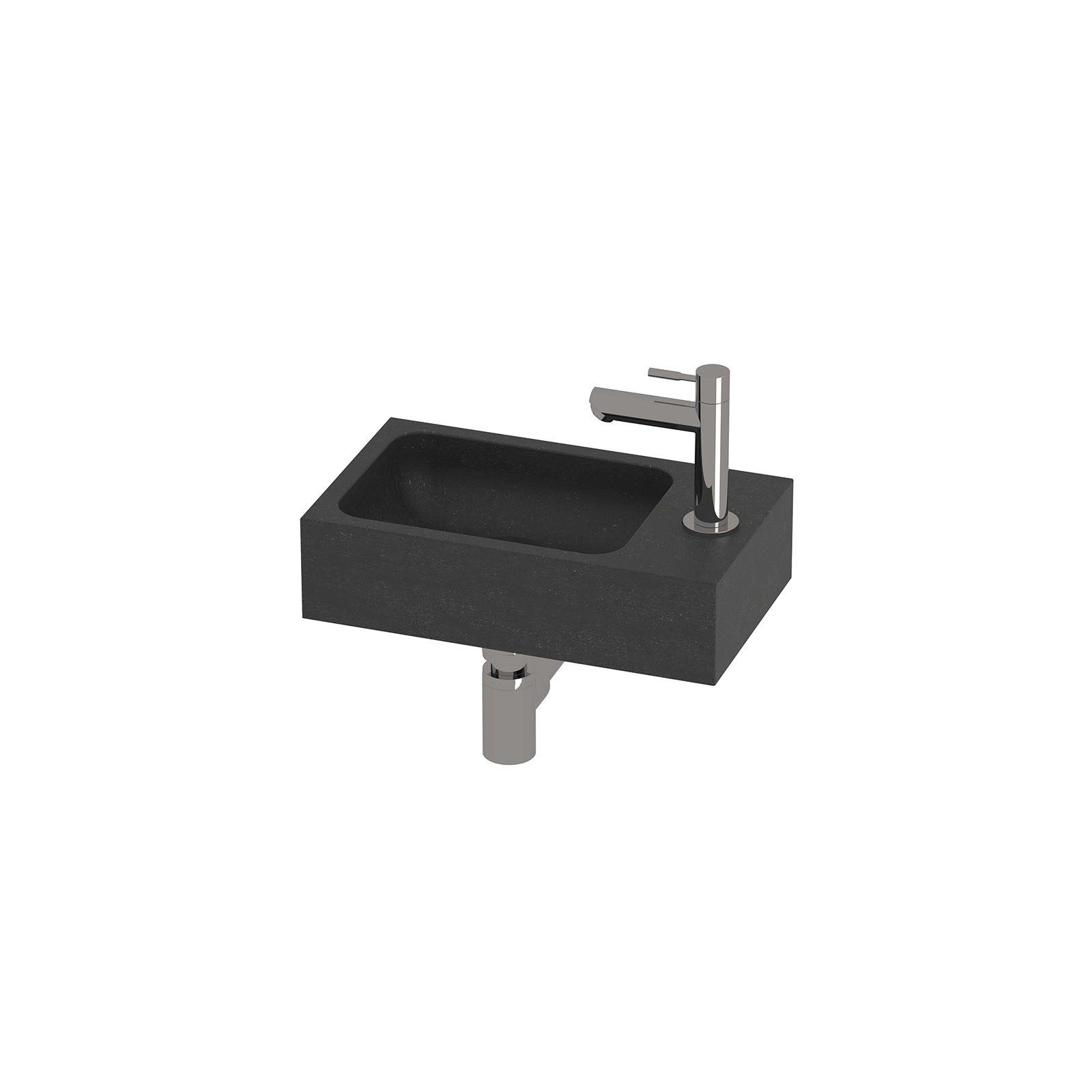 Basic Hit pack hardsteen m. krgt. R fontein kraan sifon plug + bev. H100xB400xD230 Hardsteen/Chroom / 1805230