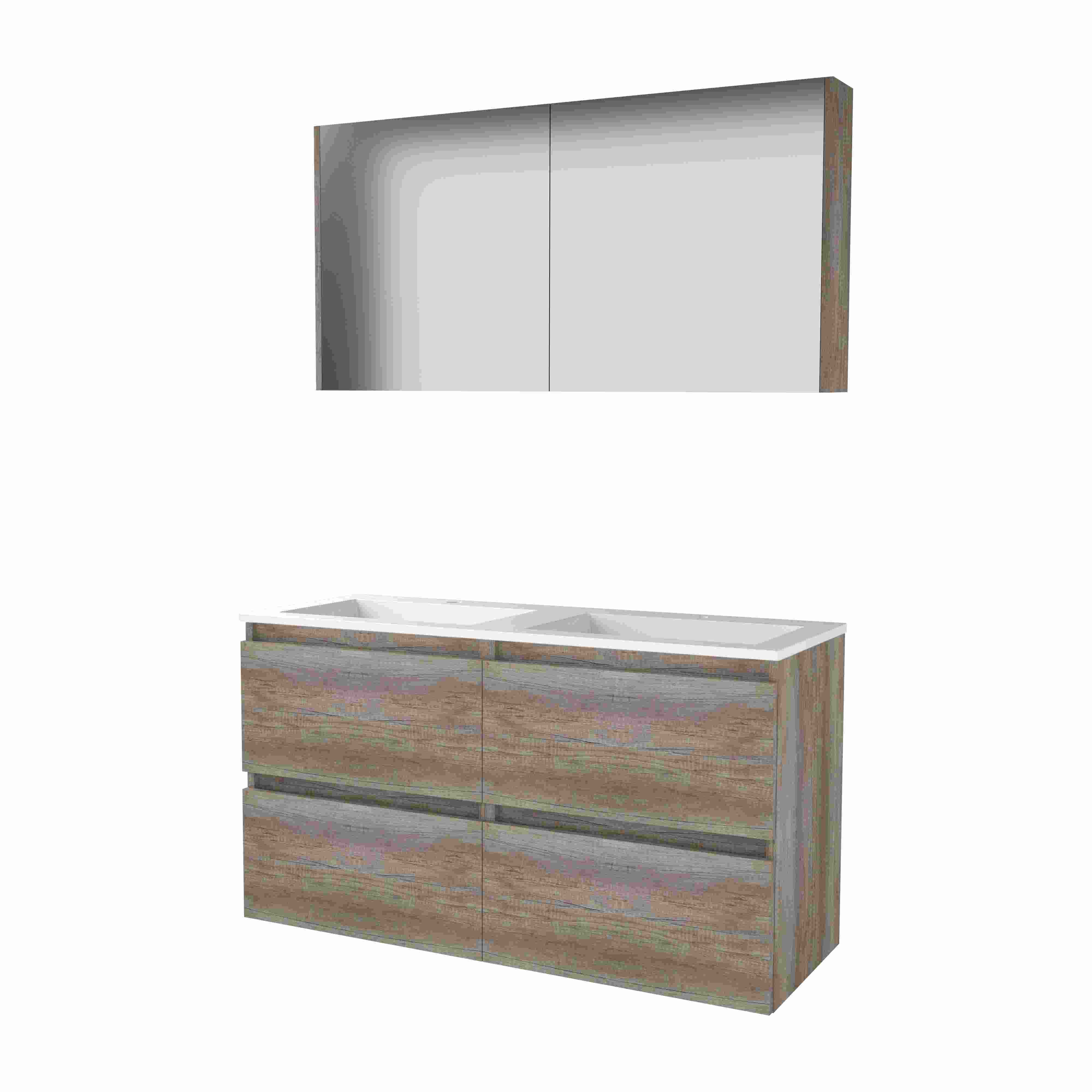 Basic Comfort 46 set 120x46cm greepl. 4 la Acryl wast. 2 krgt. incl. kast C46GL120A2SO Scotch Oak