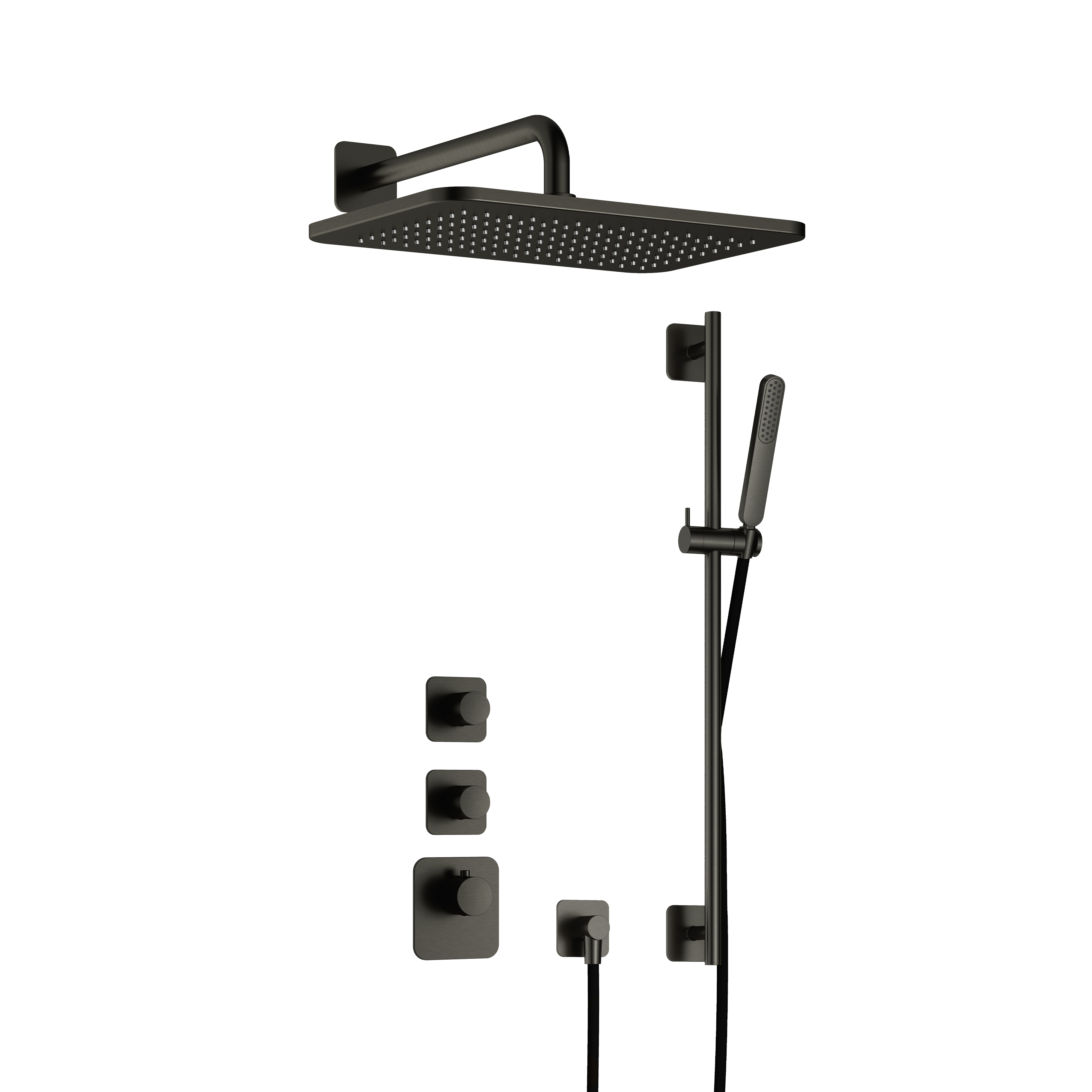 Hotbath Gal Highflow inbouwset m. 2 stopkr. m. GL106 en glijst. IBS40BGP57 Geborsteld Gunmetal PVD