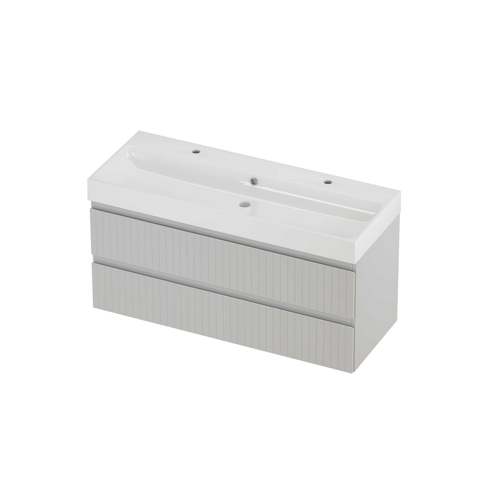 Proline Set polystone Loft wast. met 2 kr.gaten en onderkast sym. gefr. PGWD1202GW Glans wit/Glans wit 1200x460x620