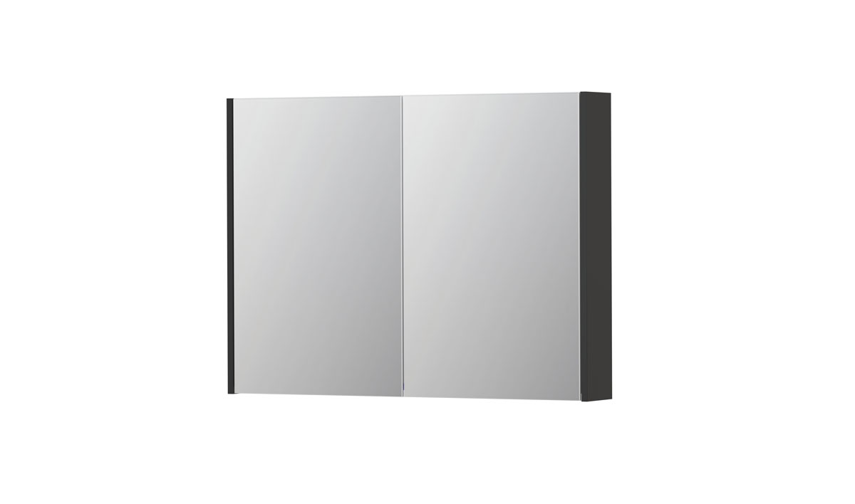INK spiegelkast met 2 dubbelz. spiegeldeuren en stopc./schak. 1105307 Hglans antraciet H730xB1000xD140