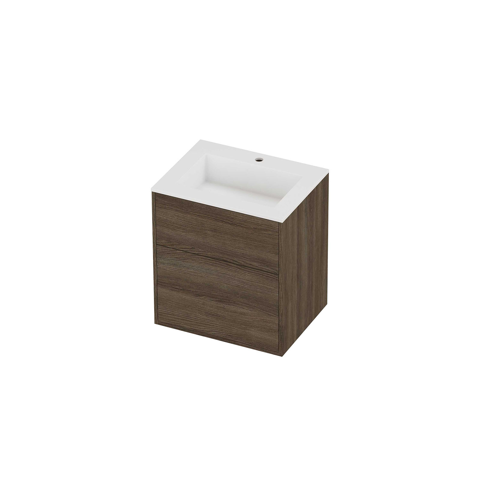 Proline Set polystone Elegant wast. met 1 krgt. en onderk. tbv gr. 2 la a-sym. in kader AMWH601VO Matt White/Vital oak 60x46x67