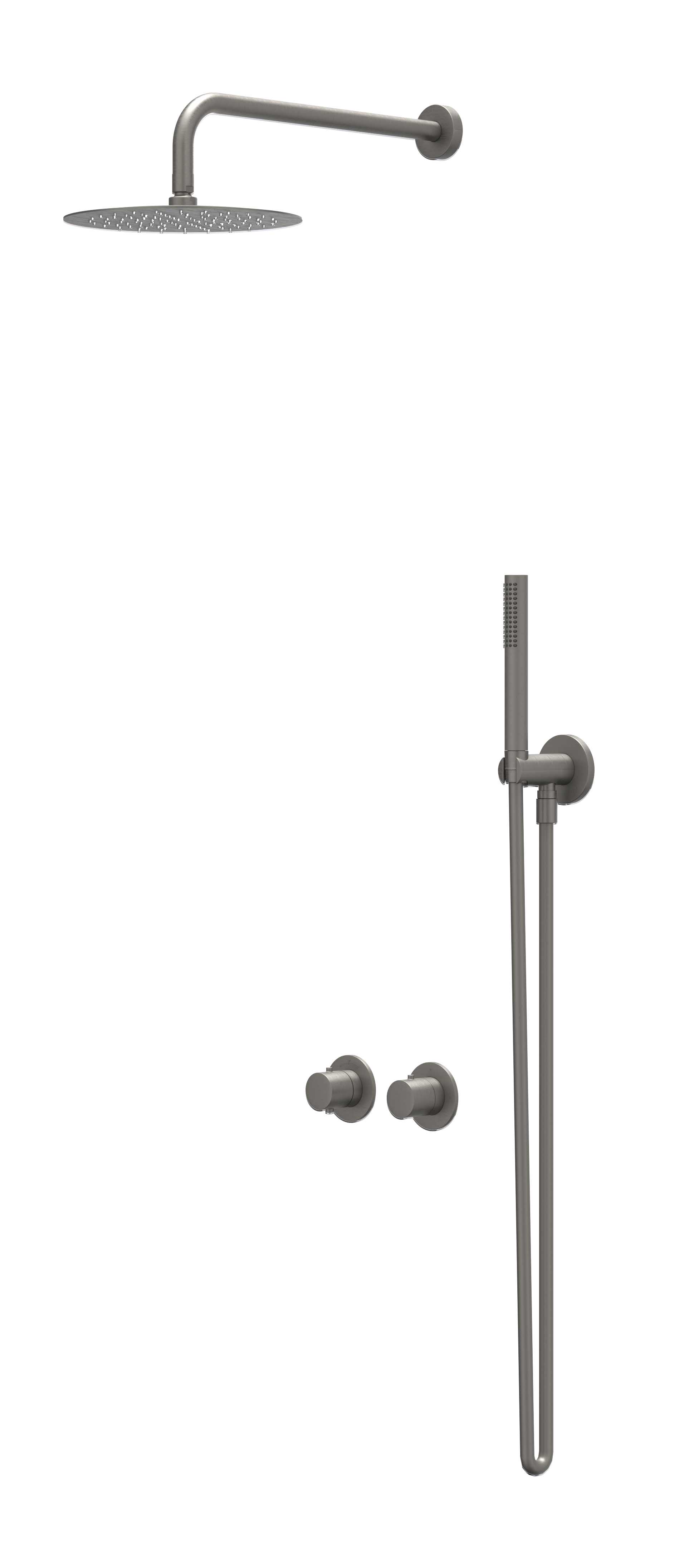 IVY Bond set 2-weg st.omst. 40cm w.arm R30cm verst. steun m. geint. uitl. slang 150cm + staaf CSB3EXGMAFAC Geborsteld metal black PVD