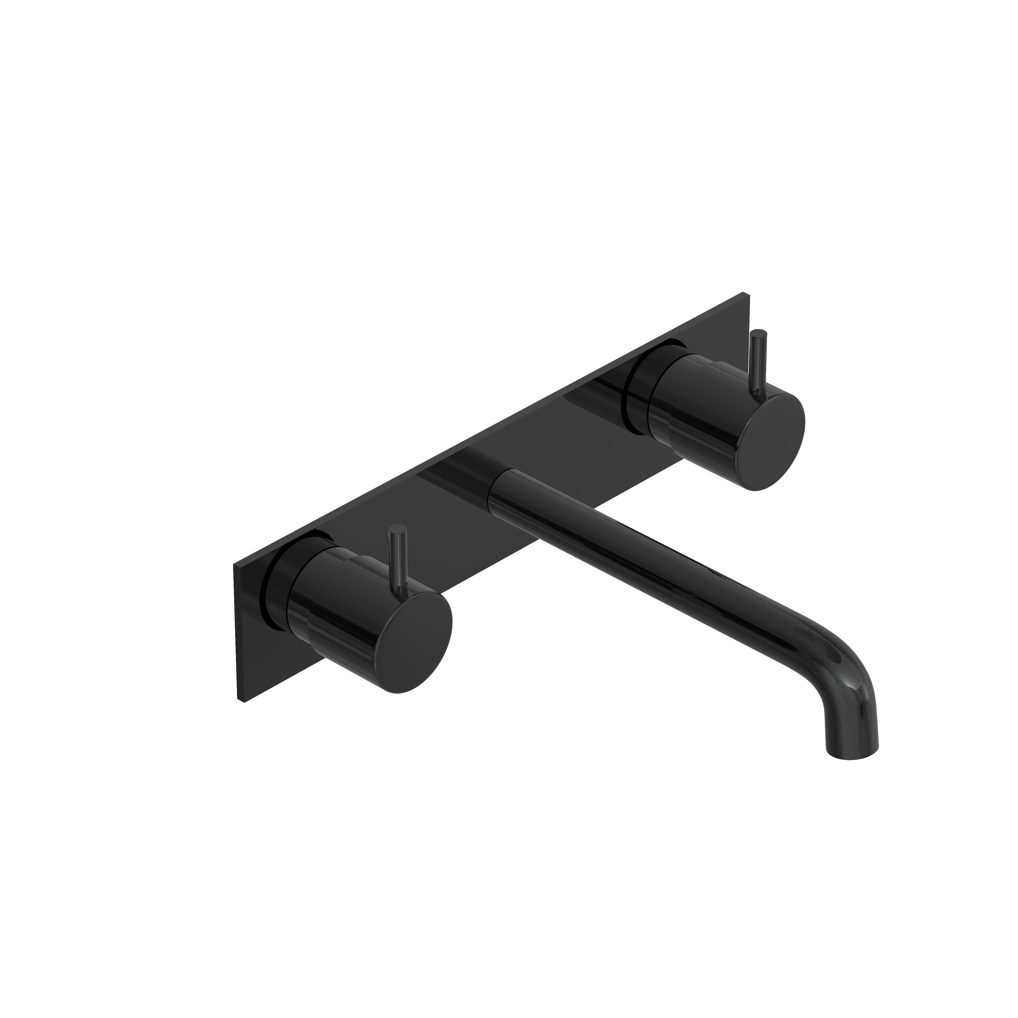 Hotbath Cobber afbouwdeel wastafelmengkraan 3 gats inbouwbrug achterplaat 18cm uitloop CB006TEXT18PBP Gepolijst zwart PVD