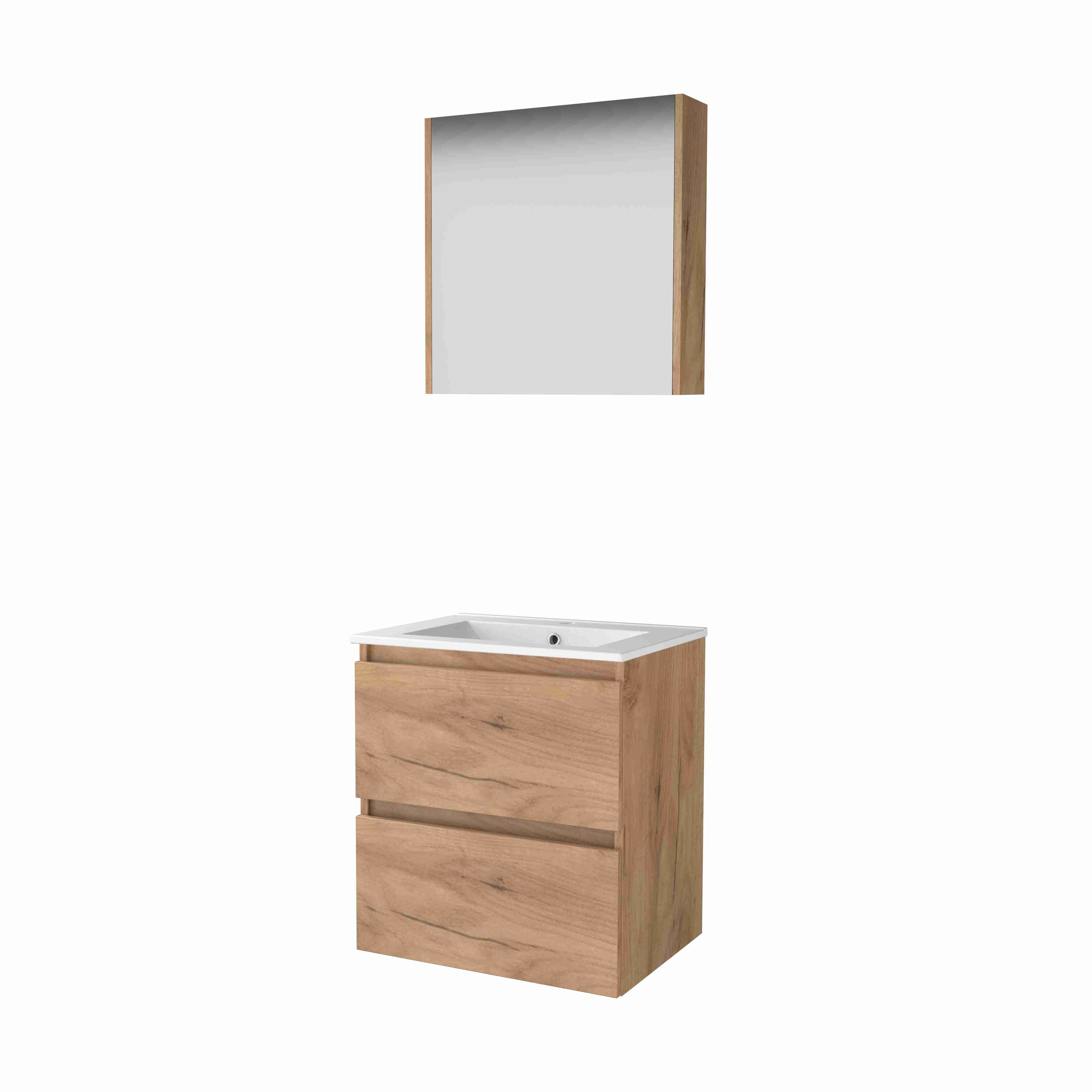 Basic Comfort 46 set 60x46cm greepl. 2 la keram. wast. 1 krgt. incl. kast C46GL60PWO Whisky Oak