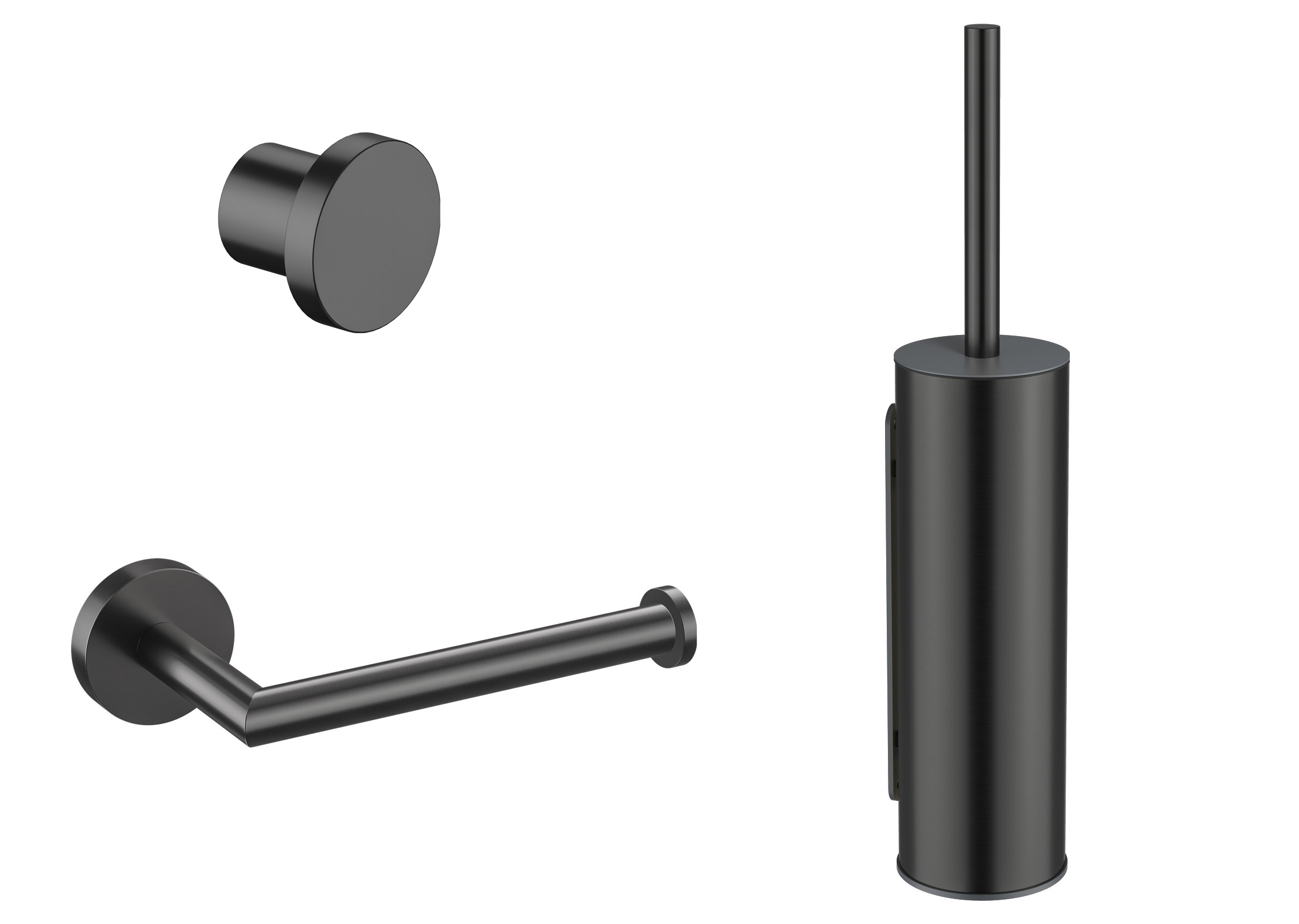 Luca toilet accessoire set: rolhouder borstelhouder en haak LA900GM Gun metal PVD