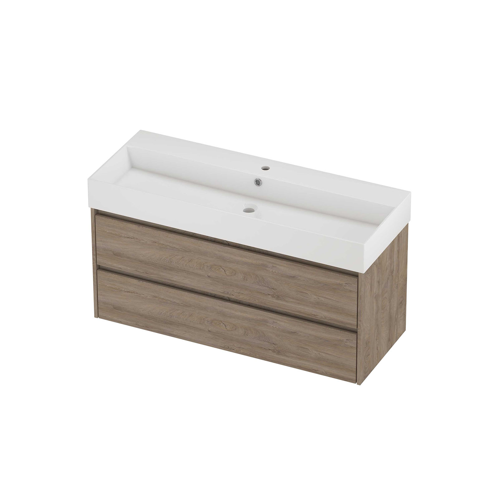 Proline set porselein Loft wast. met 1 krgt. en onderk. sym. ZGWB1201RO Raw oak/Glans wit H620xB1200xD460